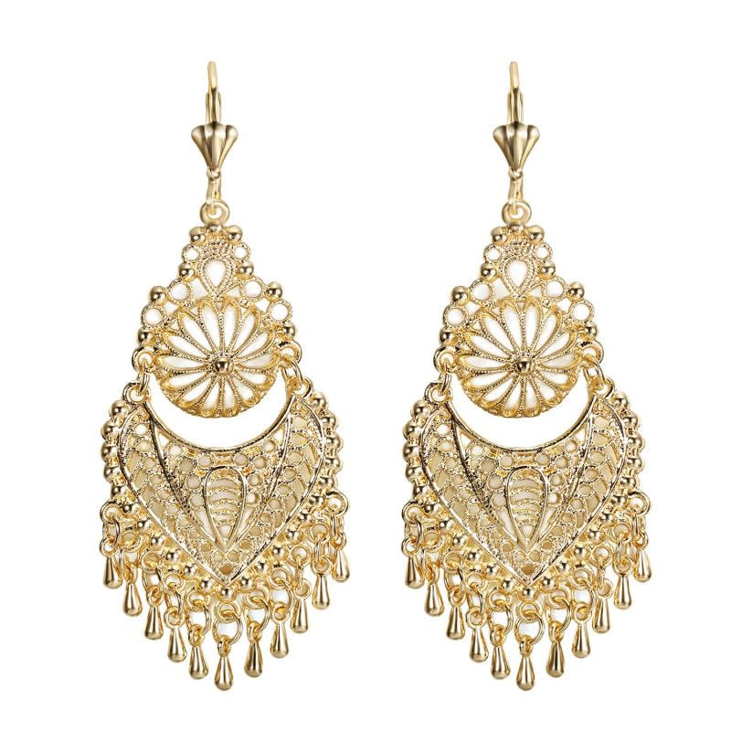 BOBIJOO Jewelry - Modèle Kelly Paire de Boucles d'oreilles Gitane Savoyardes Vierge pour femme Plaqué Doré Or