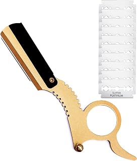 Straight Razor Shaving Kit With Blades, Classic Straight Edge Barber Razor For Close & Precise Shaving, Professional Manual Shaver Beard Trimmer Razor, navaja de barbero