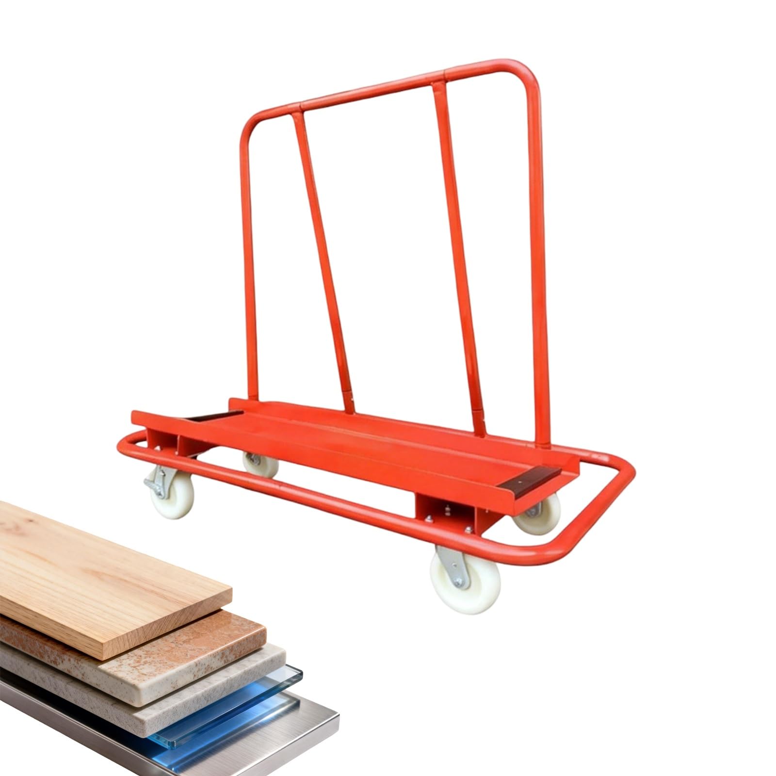 Carrello resistente per cartongesso e pannello carrello, capacità di carico 3500 libbre Carrello di movimentazione del vetro con strisce di gomma e ruote bloccabili per fabbrica di magazzino