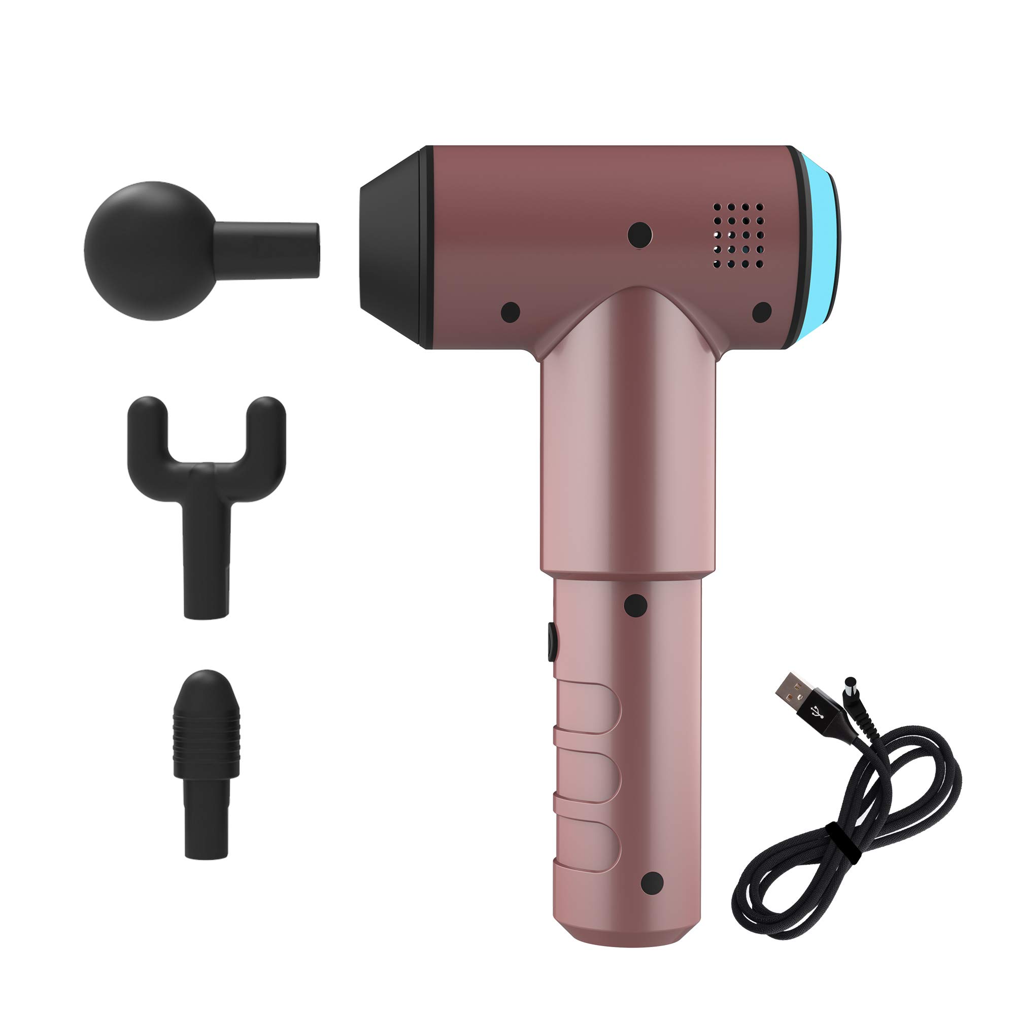 HoMedics Massage Gun | Massagepistole | Tragbares Physiotherapie-Massagegerät, professionelle Physio-Tiefenmassage, Perkussionsmassage für die Muskeln, 3 Massageköpfe, kabellos, wiederaufladbar, Rose