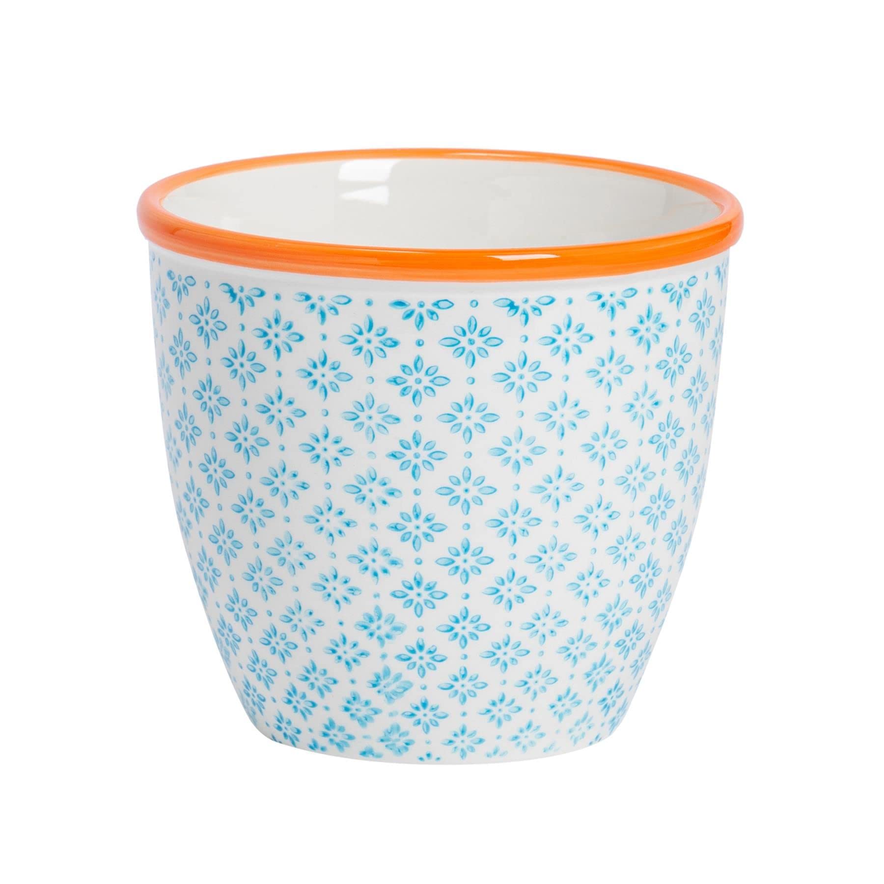 Rinkit.com Light Blue 14Cm Hand Printed Stoneware Plant Pot