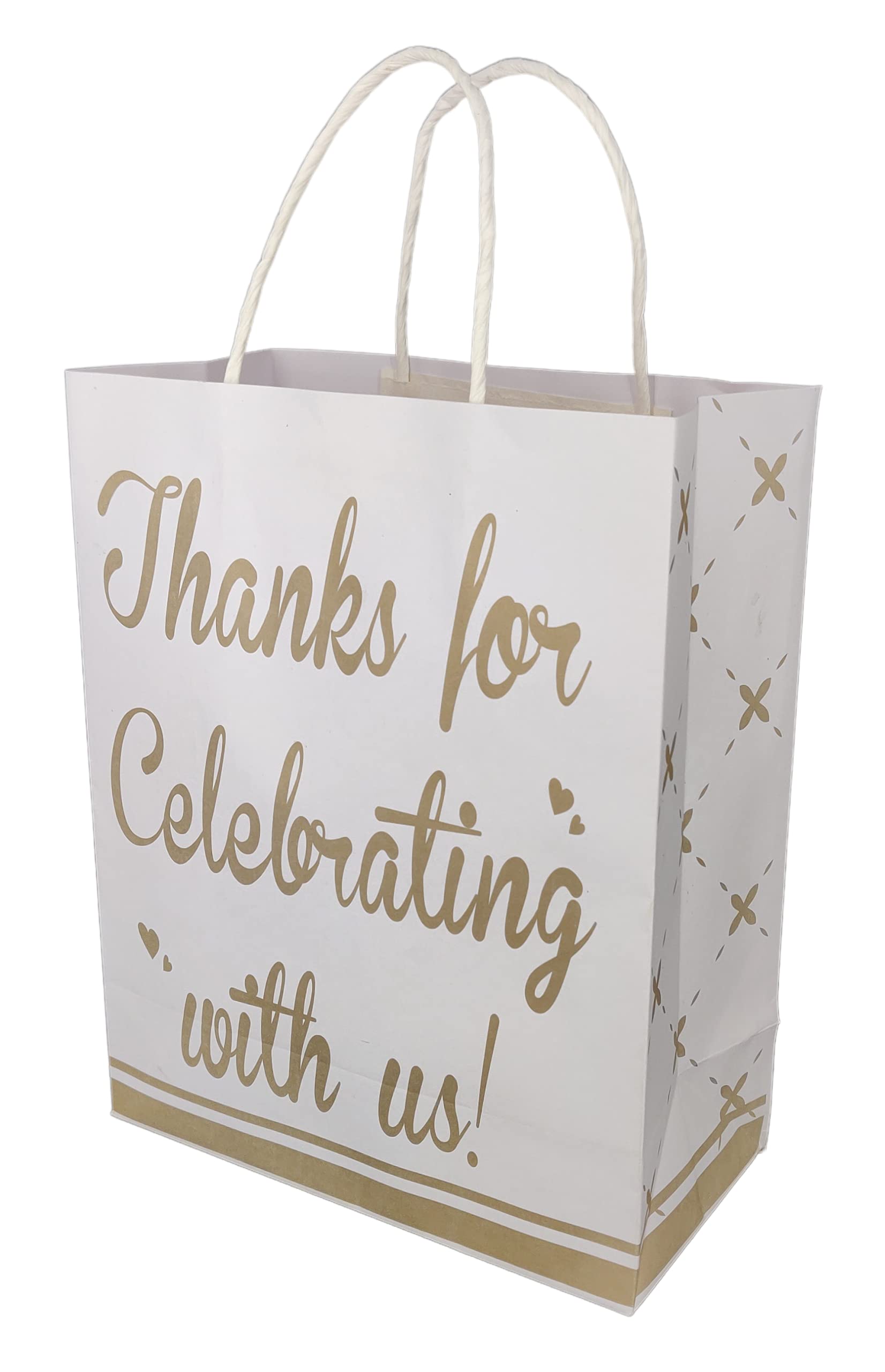 Arrow Paper Products Thank You Printed Paper Gift Bags for Return Gifts, Weddings, Birthday, Holiday Gifting & Presents, White, Pack of 10, Size 17.78 x 7.62 x 22.86 cm 1
