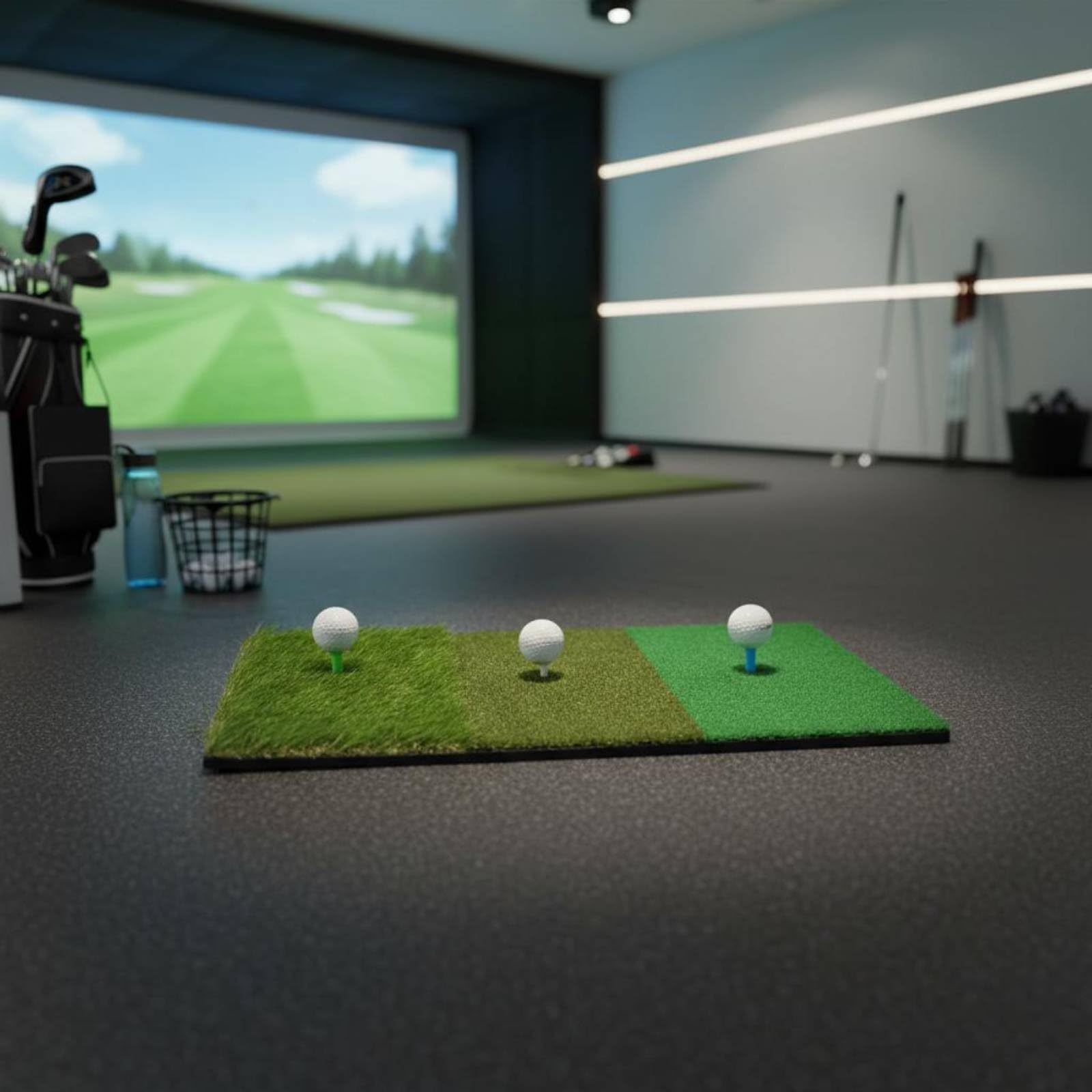 Golf Trainingsmatte Golf Abschlagmatte Golf Übungsmatte Golf Schlagmatte mit DREI Rasenflächen Und Stabilem Eva Gummiboden für Heimtraining Indoor Outdoor