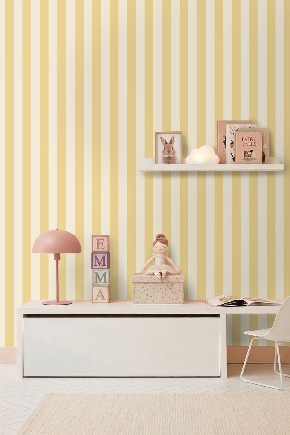 Esta Home Tapete Streifen Gelb und Beige 0.53 x 10.05 m