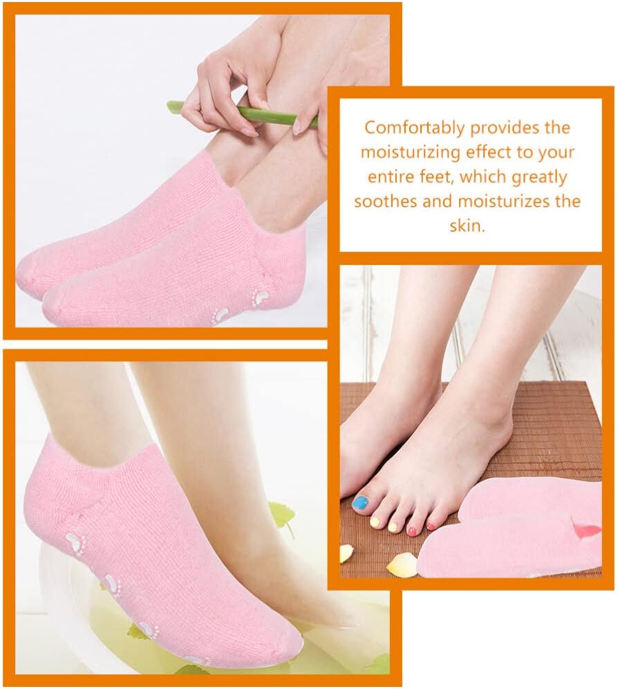 3pairs Moisturizing Gel Socks for Women of Non- Spa Socks for Softening Dry Cracked Feet and Elastic for Daily Foot Care
