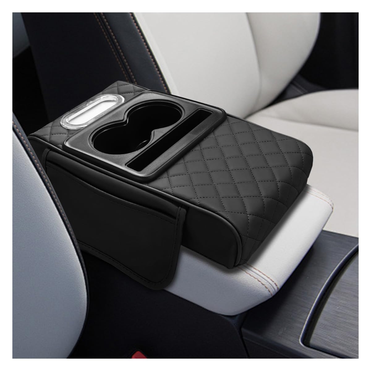 Leather Car Center Console Cover, Armrest Booster Cushion