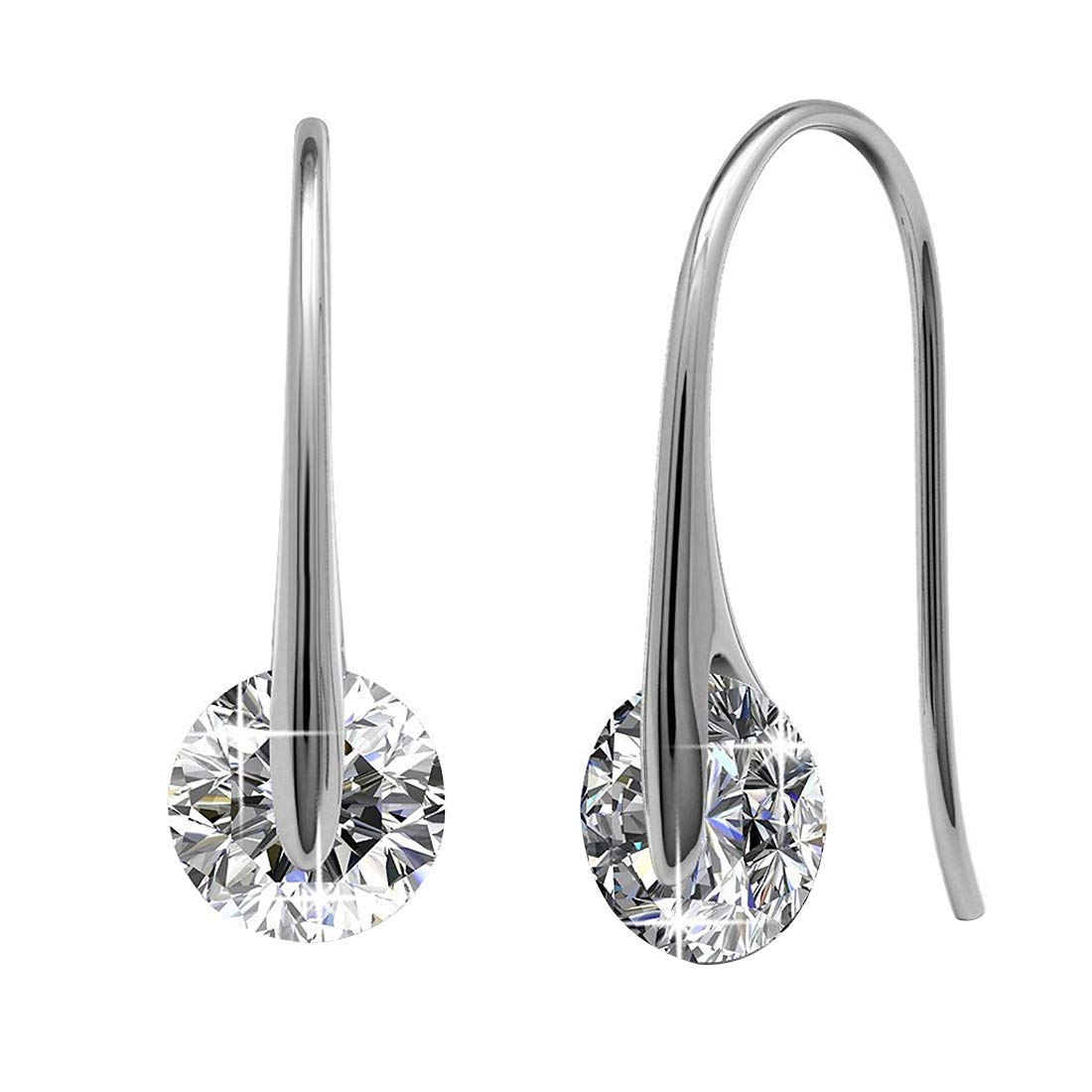 Peora Swarovski Element Platinum Plated Cubic Zircon Shiny Stone Sparkling Earrings for Girls and Women