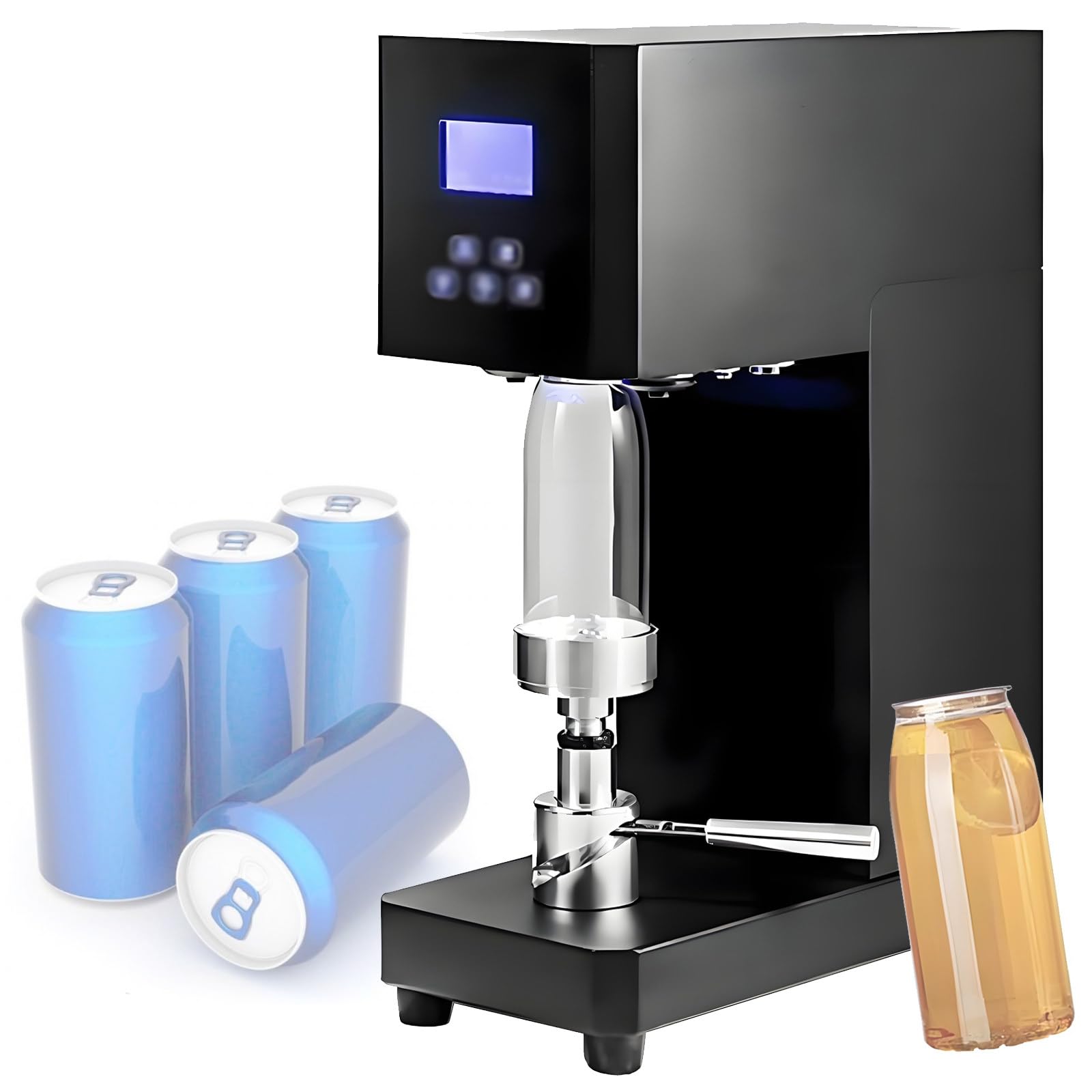 AYCDL Automatic Can Sealer, Commercial Soda Beer Can Sealing, Adjustable Sealing Height, Tin Can Seamer for Cafes Bars Beverage Stores