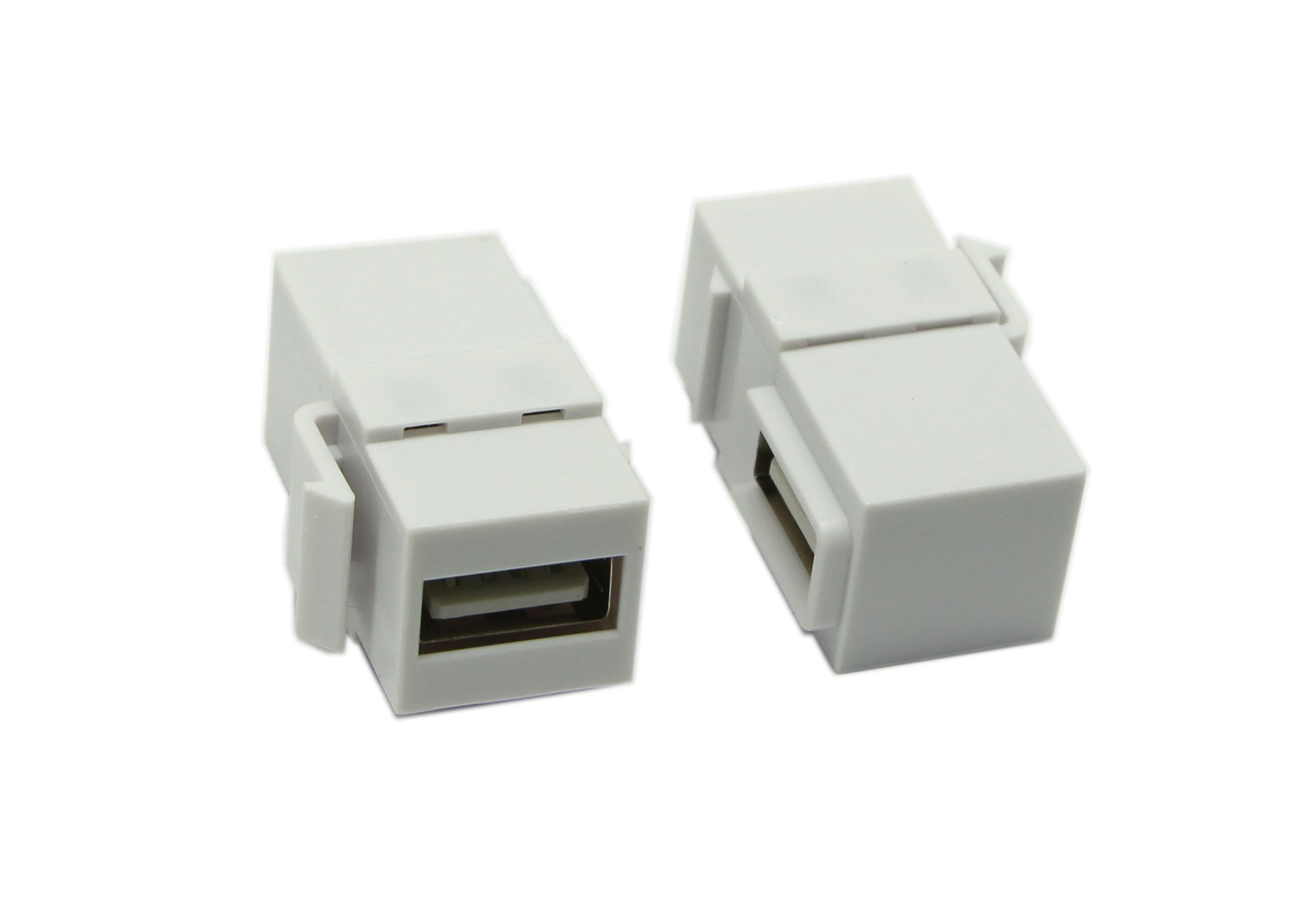 ZdyCGTime Inserti USB 2.0 Keystone (2 Pezzi) – Adattatori Femmina-femmina Ad Angolo Retto Per Parete, Bianco - 3