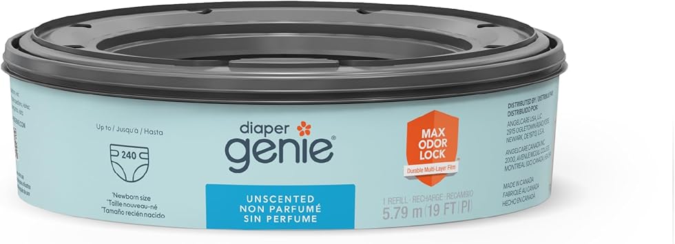Diaper Genie Bags Refills 240 Count Pack of 1 with Max Odor Lock | Holds Up to 1,200 Newborn Diapers | Fits Diaper Genie Complete