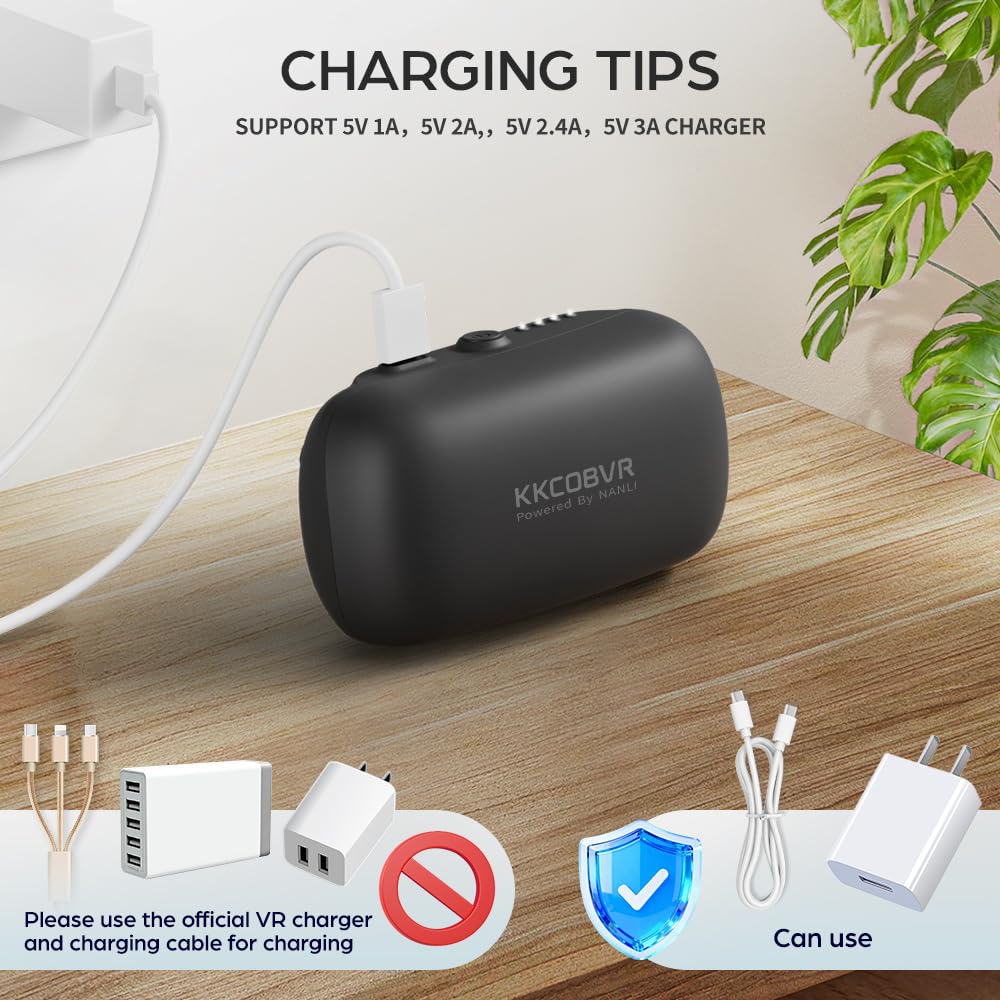 KKCOBVR Battery Head Strap with 10000 mAh Compatible with Meta Quest Pro Accessories Charging Dock Increase The Use Time by 2-3 Hour