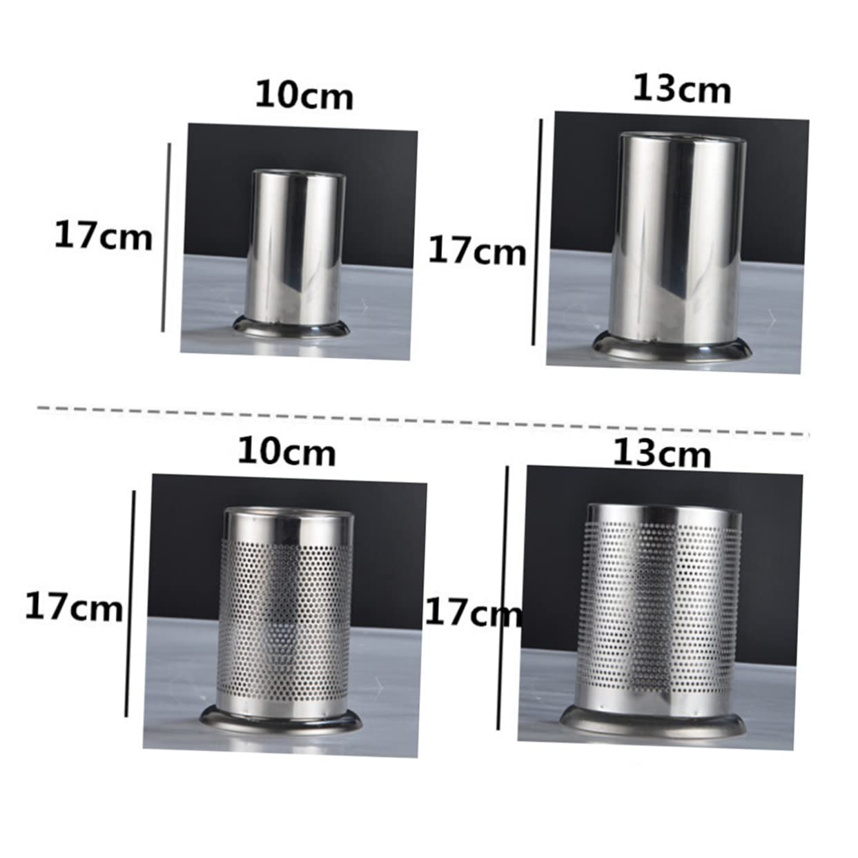 Ciieeo Thickened Stainless Steel Utensil Organizer Holder with Drain for Quick Drying Kitchen Countertop Storage