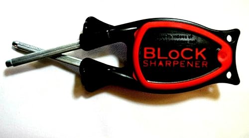 Miniatura 3 de Negro con agarre antideslizante rojo Afilador de cuchillos de bloque, hecho para afilar y afilar las cuchillas de nuevo a sus bordes de corte