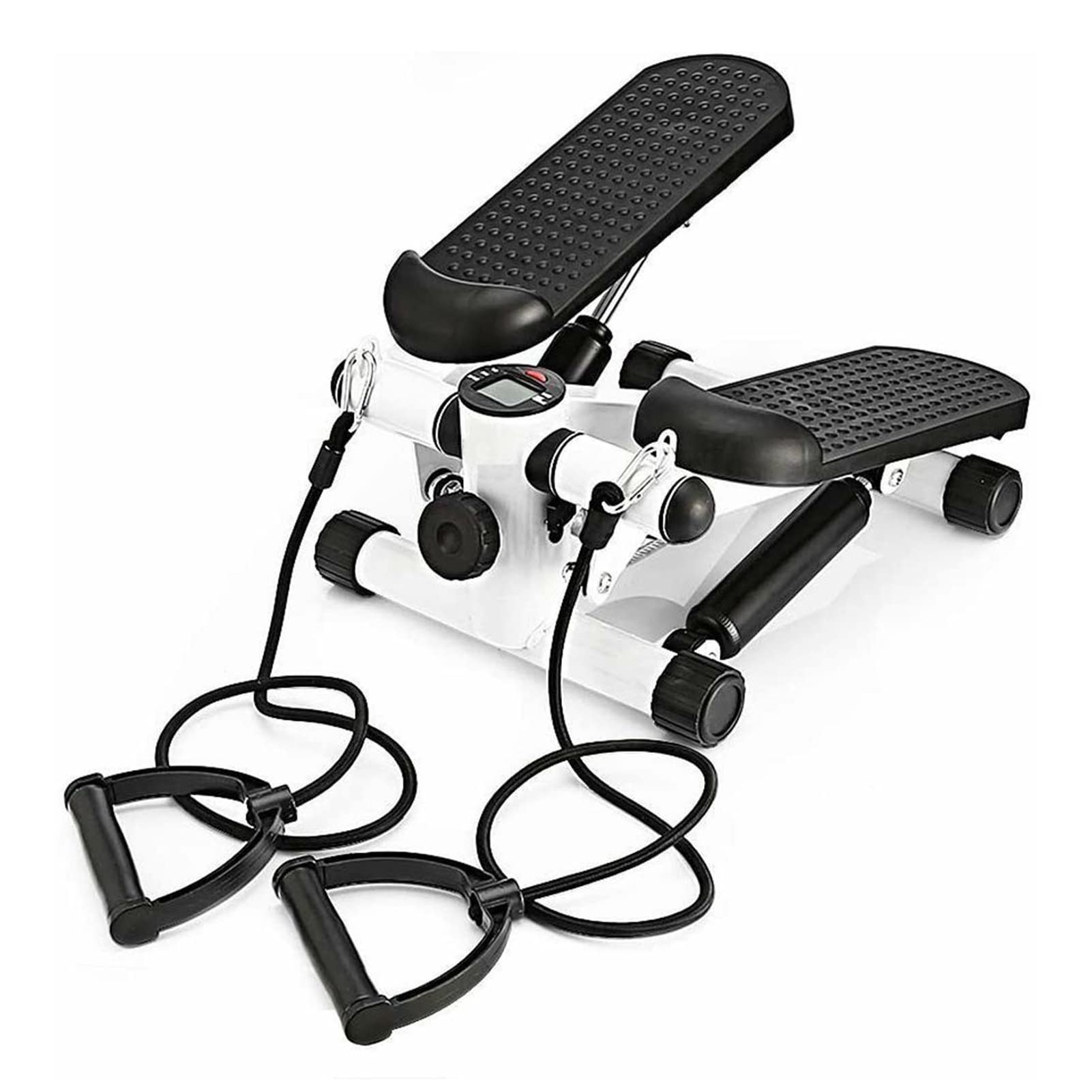 Mini Stepper ćwiczenia treningowe Fitness Cardio Stepper z wyświetlaczem LCD, Step Machine z wyjmowanymi pasmami oporu do ćwiczenia nogi