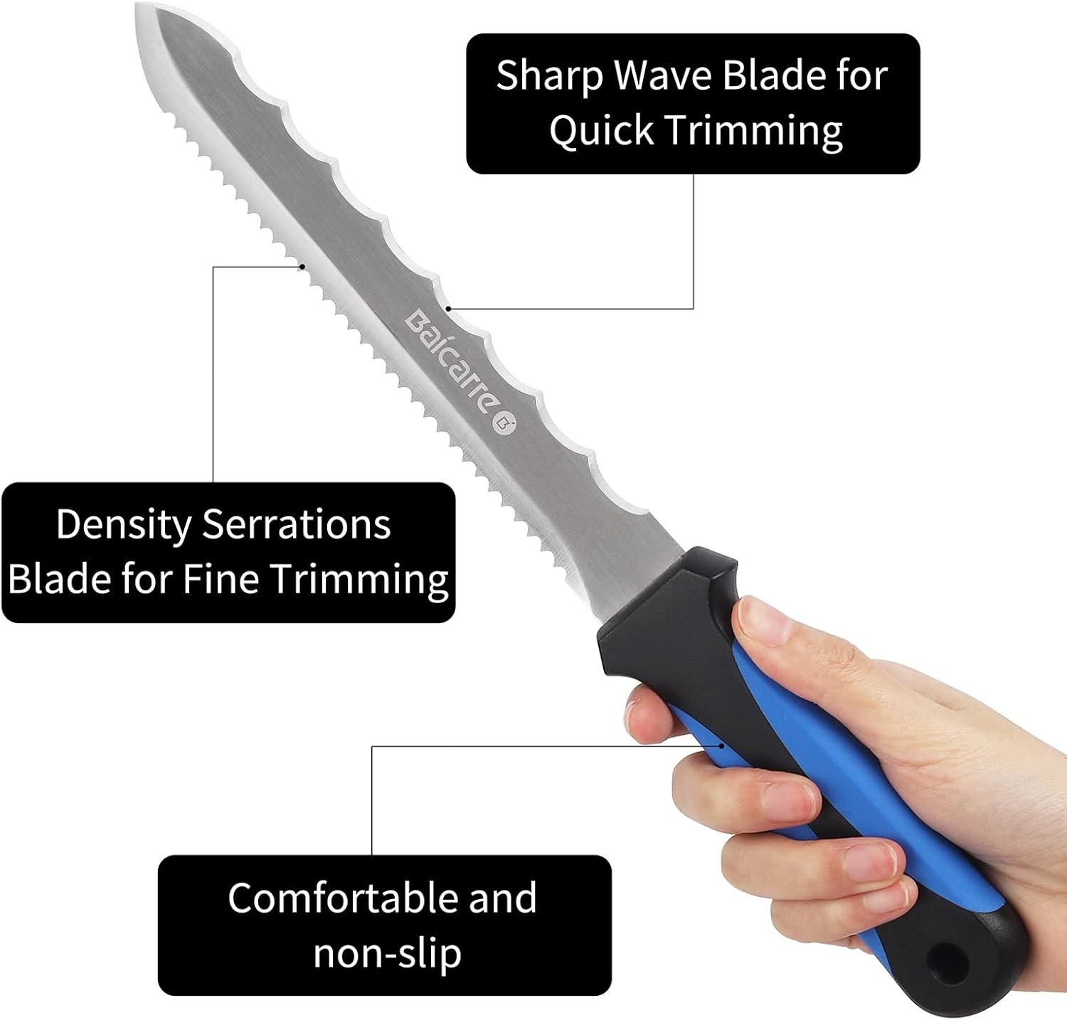 Stainless Steel Garden Knife with Blue Handle,7.8" Double Side Utility Sod Cutter for Cutting Mineral Wool Insulation Garden Knife for Lawn Repair
