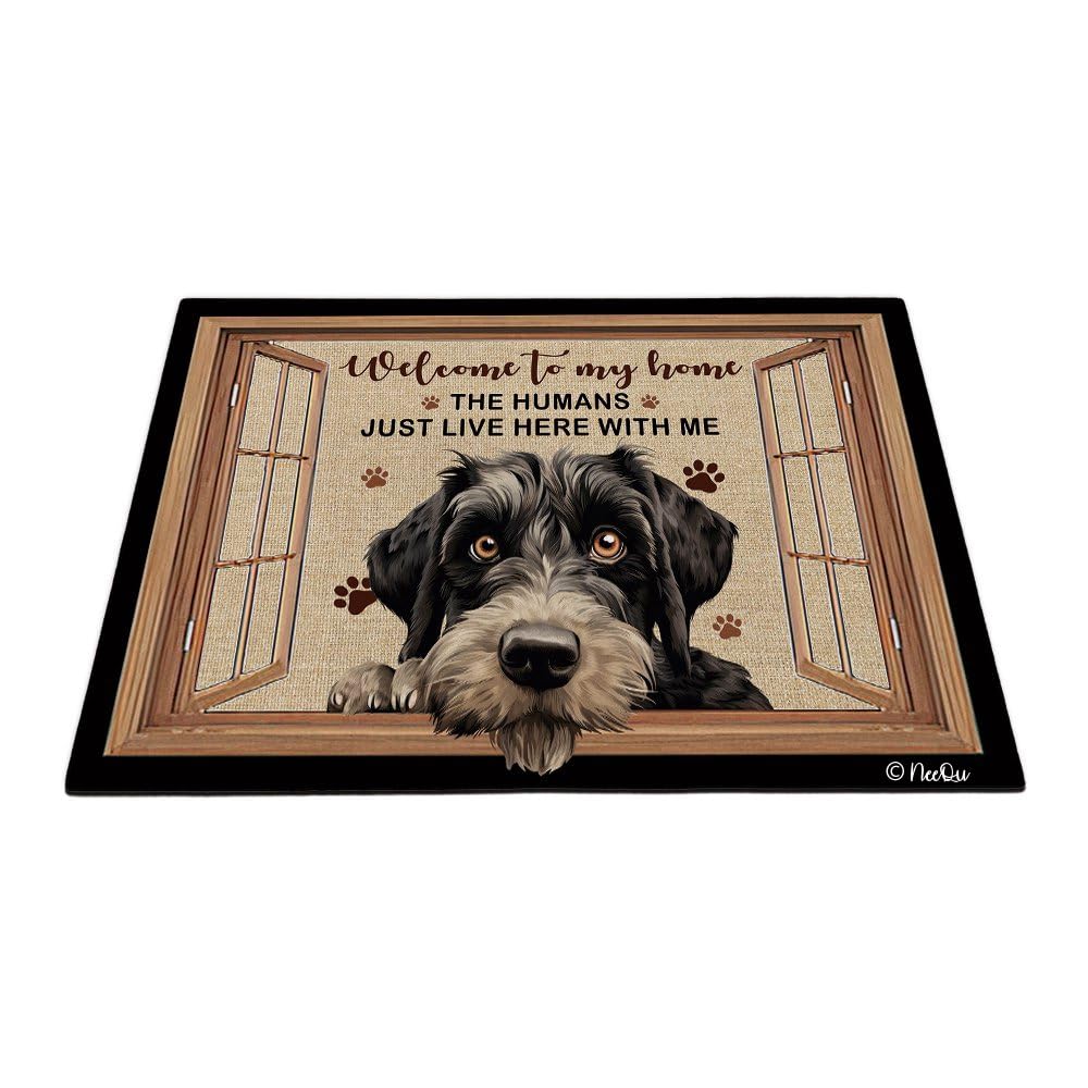 Bienvenido A Mi Hogar Perro Schnauzer Gigante 40X60Cm Felpudo De Bienvenida Divertidos Tapete para Puerta Fácil De Limpiar Felpudo De Entrada para Entrada Casa Pasillo Trasera Delantera
