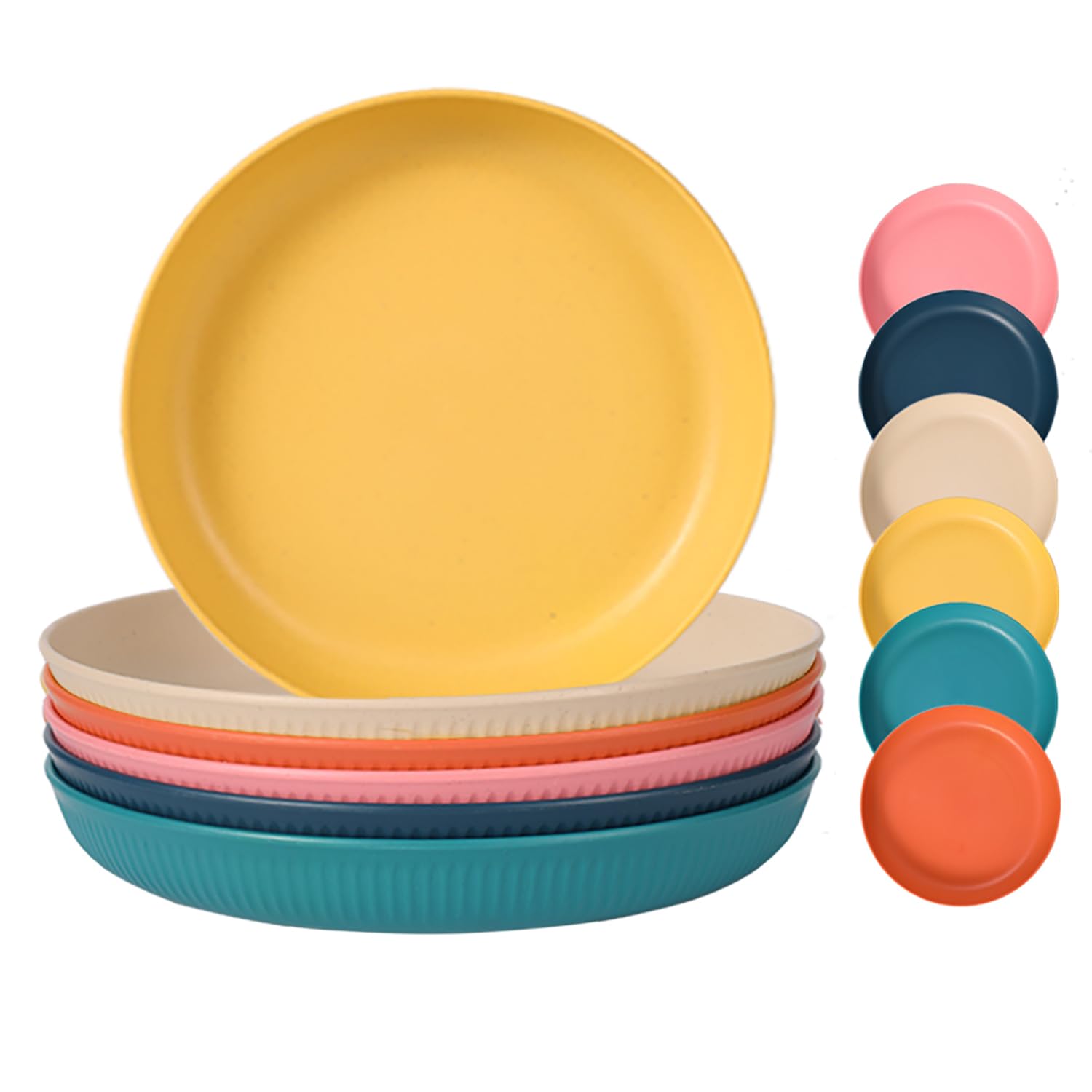 Camping Plate, Unbreakable Deep Picnic Plate Set 6，Reusable Dinner Plate Set, Microwave and Dishwasher Safe Plastic Dinner Plates for Salad, Pasta, Party, Home (6PCS, Color