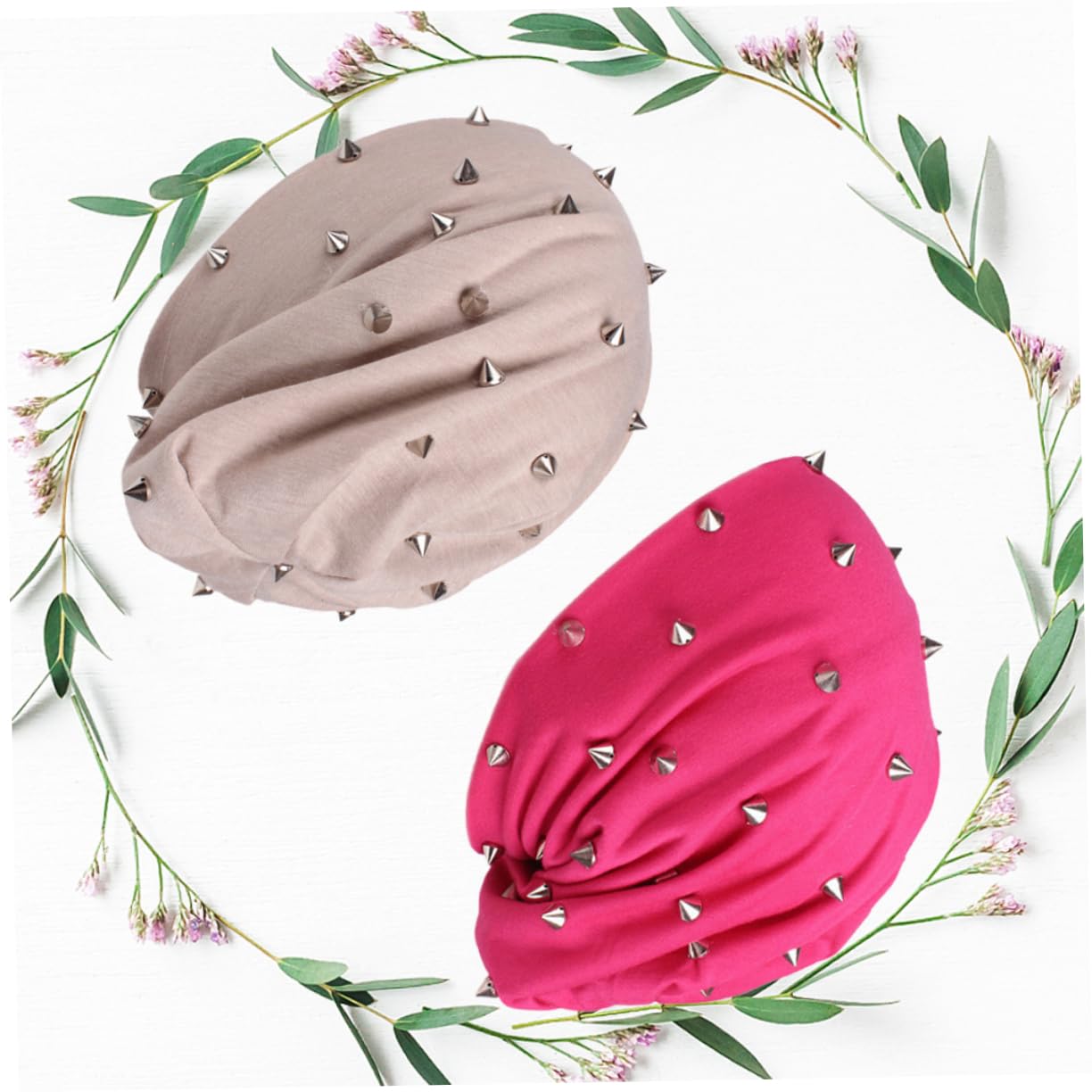 GALPADA 6pezzi Beanie Con Rivetti Punk Cappello Turbante Autunnale Per Chemoterapia Cappello Comodo e Caldo Beige
