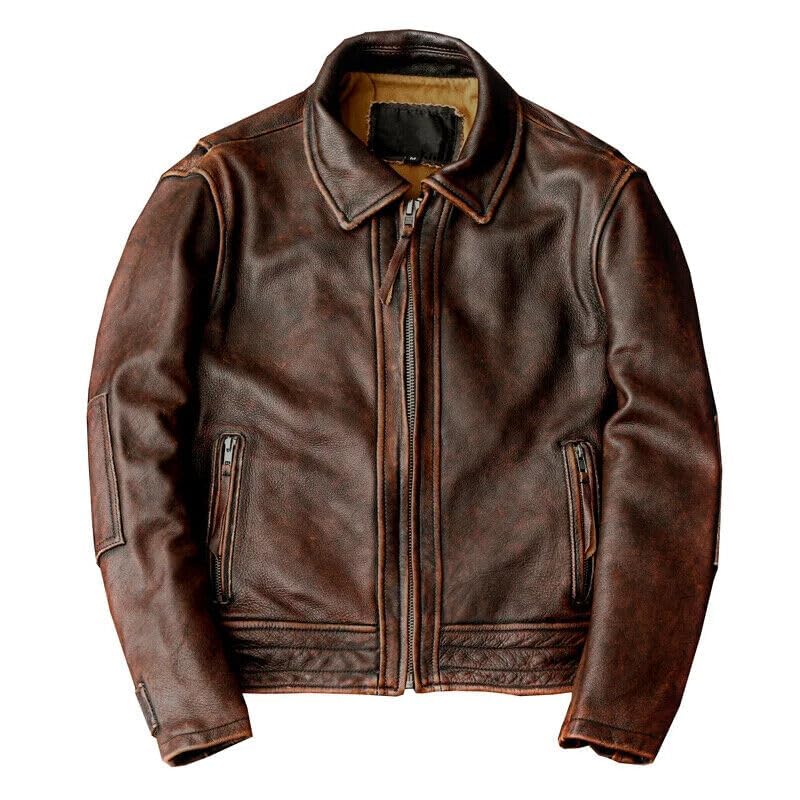 Zulin Men Brown Vintage Leather Jacket - Tan Distressed Motorcycle Leather Jacket - Cafe Racer Leather Jacket2