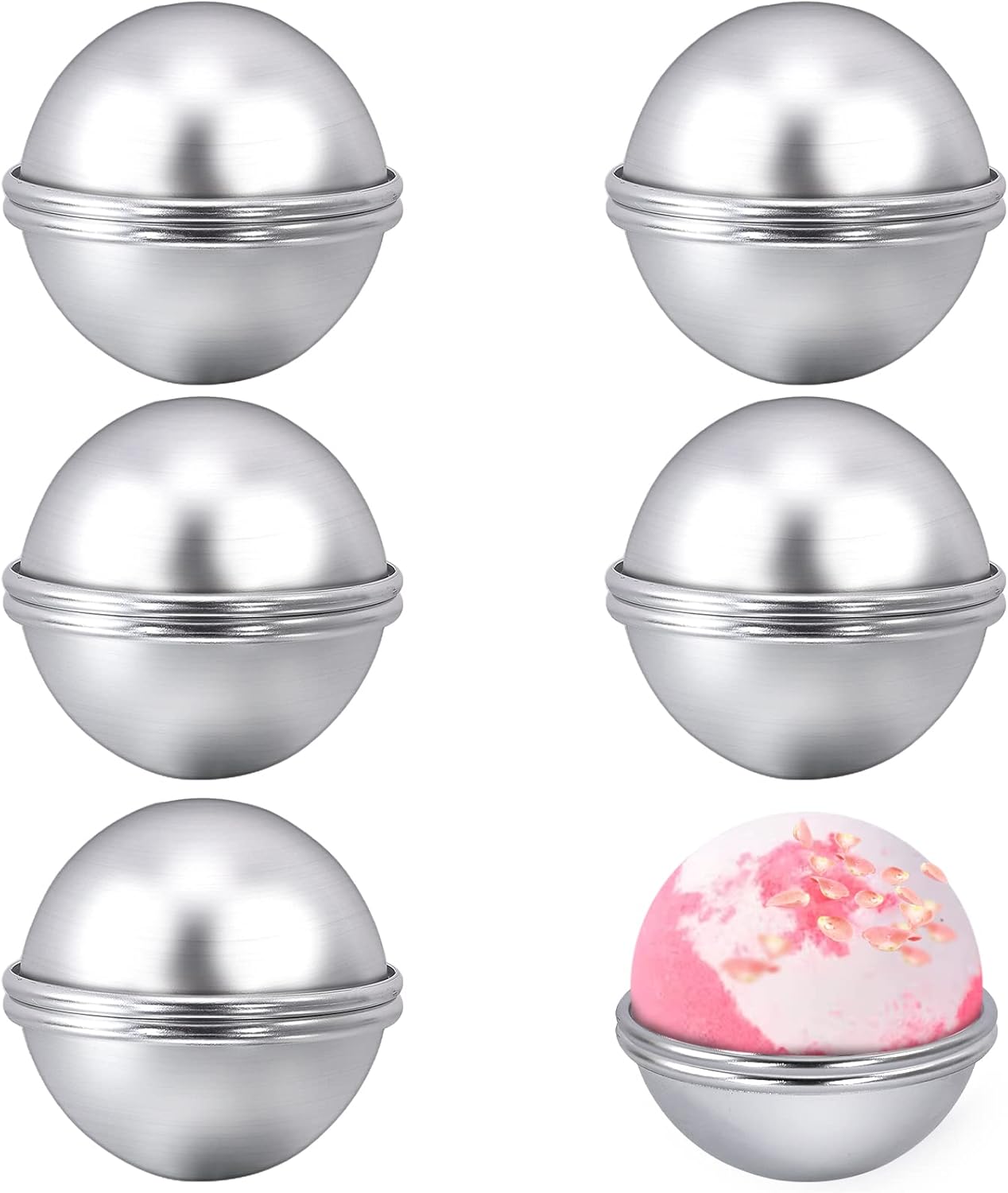 Xvvirnt 12 Pieces Bath Bomb Mold,6 Set Metal Bath Bomb Molds,2.3 Inches Aluminum