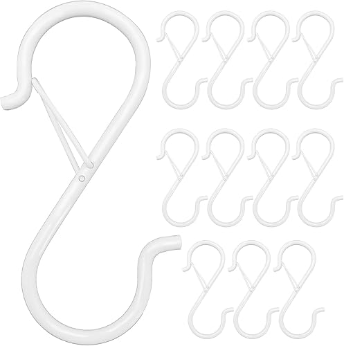 Miniatura 10 de 12 piezas de ganchos en S para colgar, ganchos de clóset resistentes de 3.5 pulgadas con hebilla de seguridad, ganchos de clóset para colgar Negro