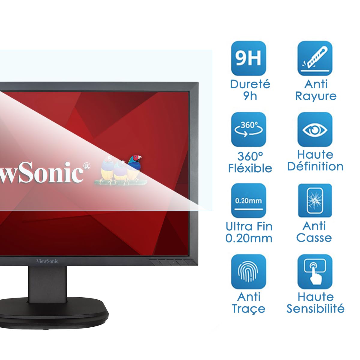 KARYLAX Protector de pantalla de vidrio flexible, dureza 9H, antiarañazos, película protectora para pantalla táctil de PC Iolair L22408B de 22 pulgadas
