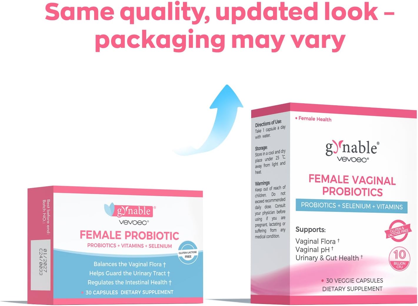 Gynable Vaginal Probiotics for Women Odor & Itch Support, Urinary | pH Balance, Female Probiotics 10 Billion CFU Lactobacillus Probiotics Blend,Selenium-Vitamin C/E/D3 Promote Immune Health, 30 Count - Image 8