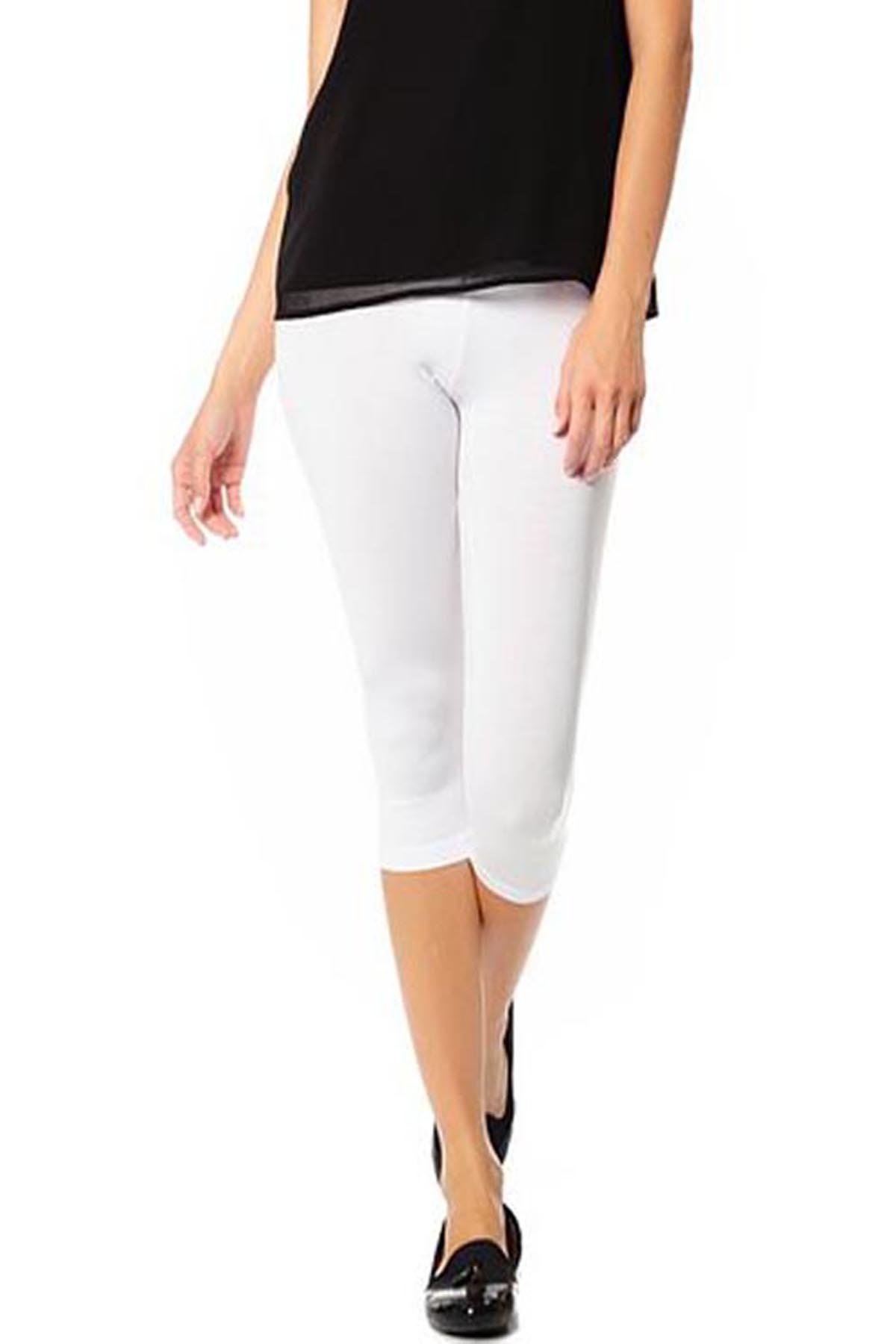 elegance1234 Ladies Cotton Soft Stretch Plain 3/4 Under Knee Leggings- Colours & Sizes- **Same Day Posting** (Medium UK- 12 (38), White)