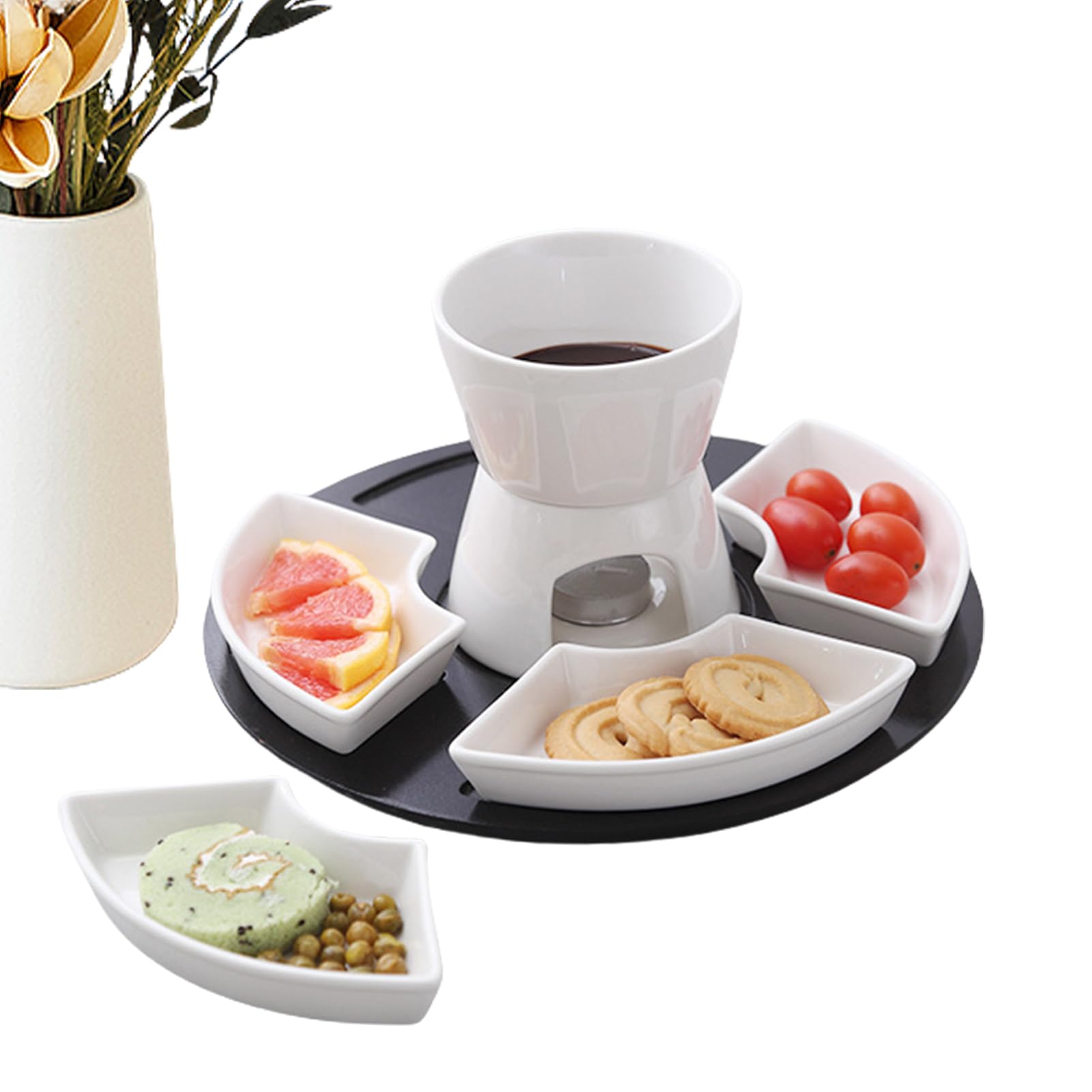 Genérico Juego de Fondue de Queso para Niños | Set de de Ceramica,Cuenco Calentador de Queso para Fiestas en la Playa Buffets Veladas Románticas Cumpleaños Hogar Ocasiones