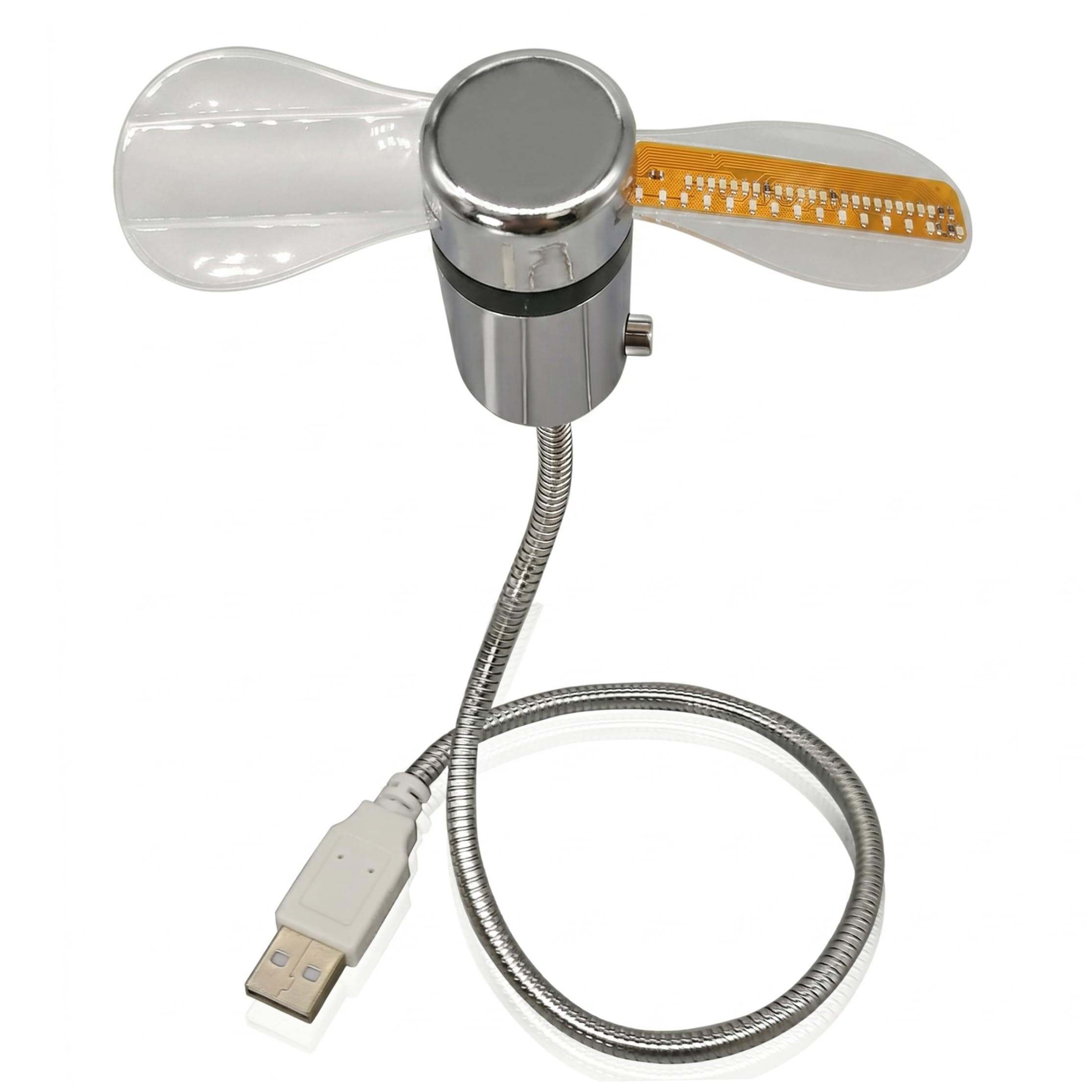 Ventilateur USB col de cygne contre la chaleur au bureau avec horloge et température LED