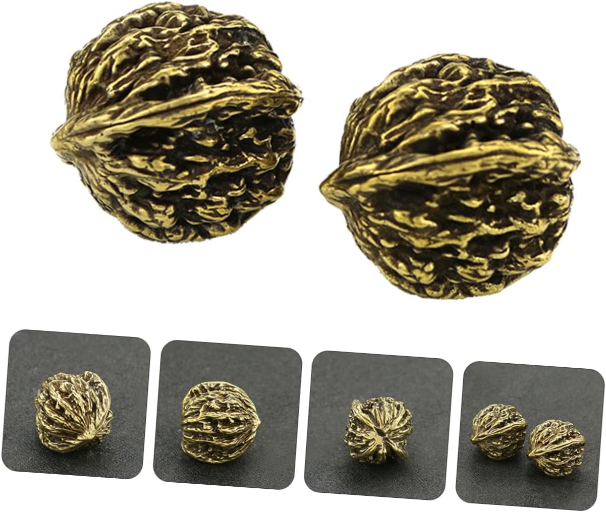 KOMBIUDA 1 Pair Retro Style Decor Solid Large Walnut Artificial Walnut Piece Hand-Painted Texture Home Accessory Nut Craft image 3