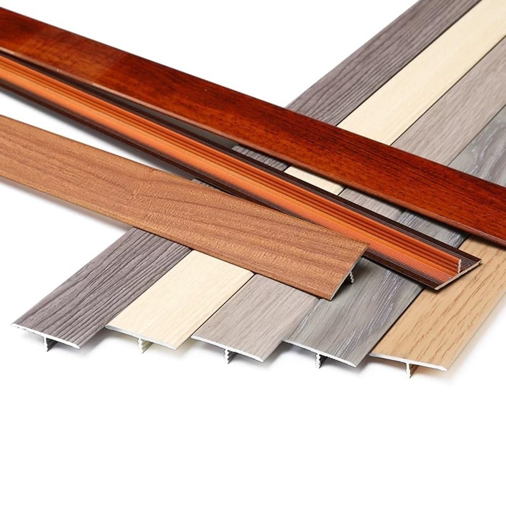 Bande de transition en aluminium en forme de T de 90 cm, bandes de séparation durables au sol de 35,4 pouces, garniture polyvalente for joindre les espaces du sol, les seuils de porte(Grey Oak)