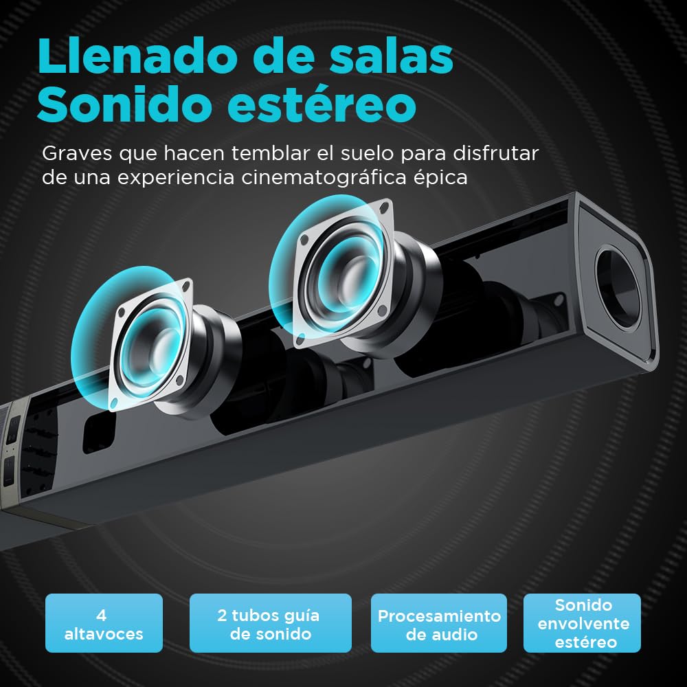 2.0 Barra de Sonido para TV, Barra de Sonido Separable 2 en 1 de 32 Pulgadas para Dispositivos de TV con 3 Modos de ecualización y 3 Sonidos envolventes, ARC/Óptico/AUX, 1pcs