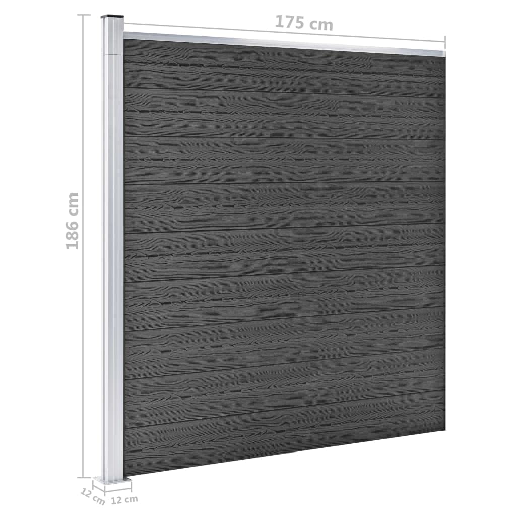 vidaXL Zaunelement Set WPC 353x186 cm Schwarz