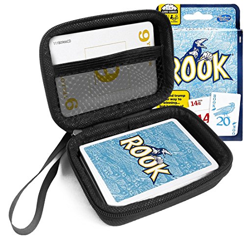 FitSand(TM Carry Travel Zipper EVA Hard Case for Rook Card Game - Black Box, Blacker Box, Best Protection for Rook Cards