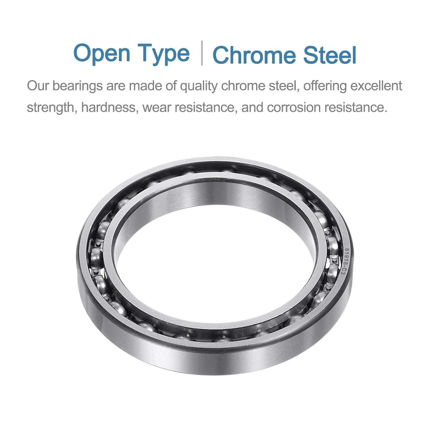 uxcell 61918 Deep Groove Ball Bearing 90x125x18mm C3 Clearance Radial Bearing, Open Type ABEC1 Chrome Steel Bearings, Single Row