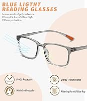 Vista 3 de Hubeye Reading Glasses For Men Blue Light Blocking Anti Ray Comoputer Reader Classic Sqaure Lightweight Eyeglasses