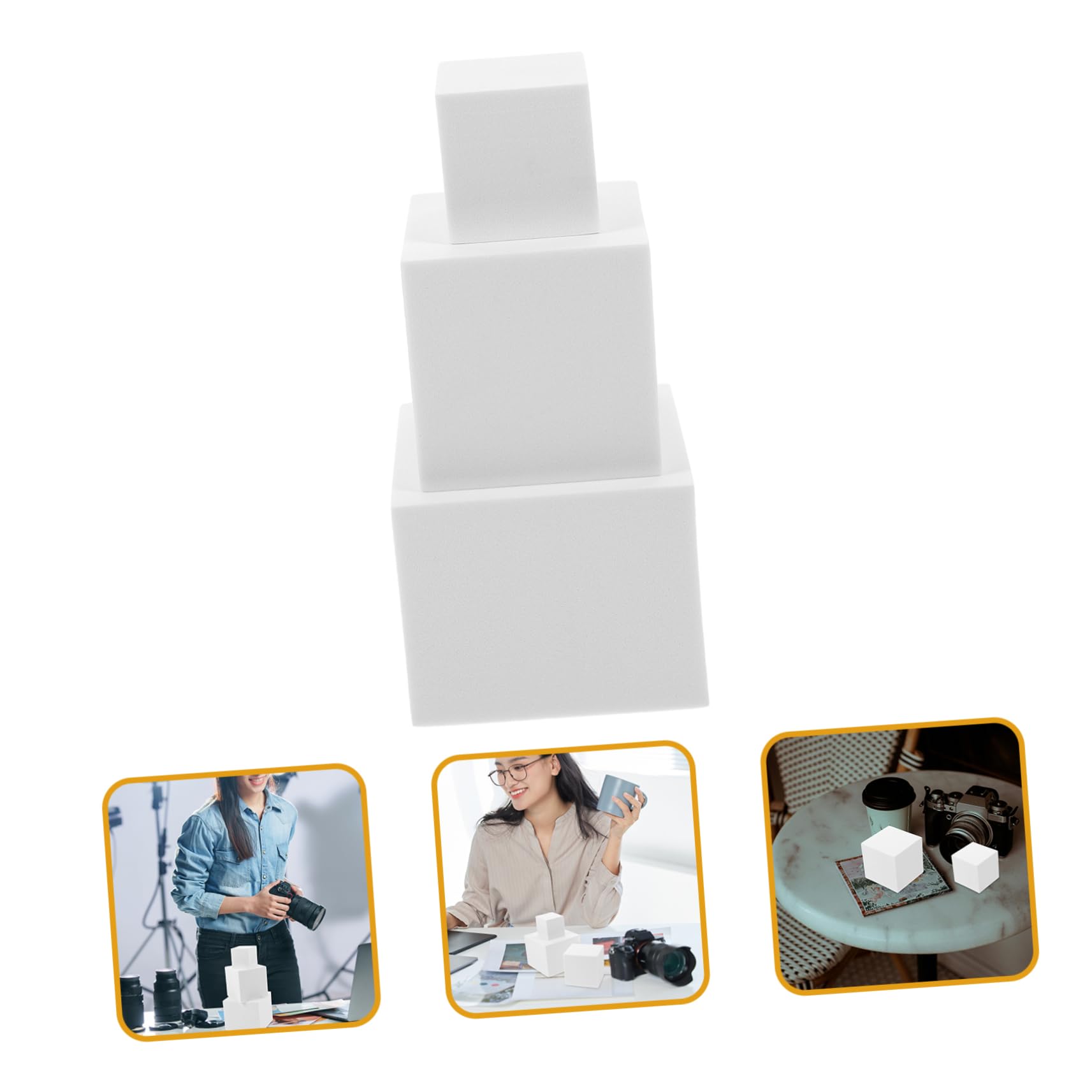 Set 3 Cubi Fotografici In Legno Bianco - Oggetti Geometrici Per Still Life - 4