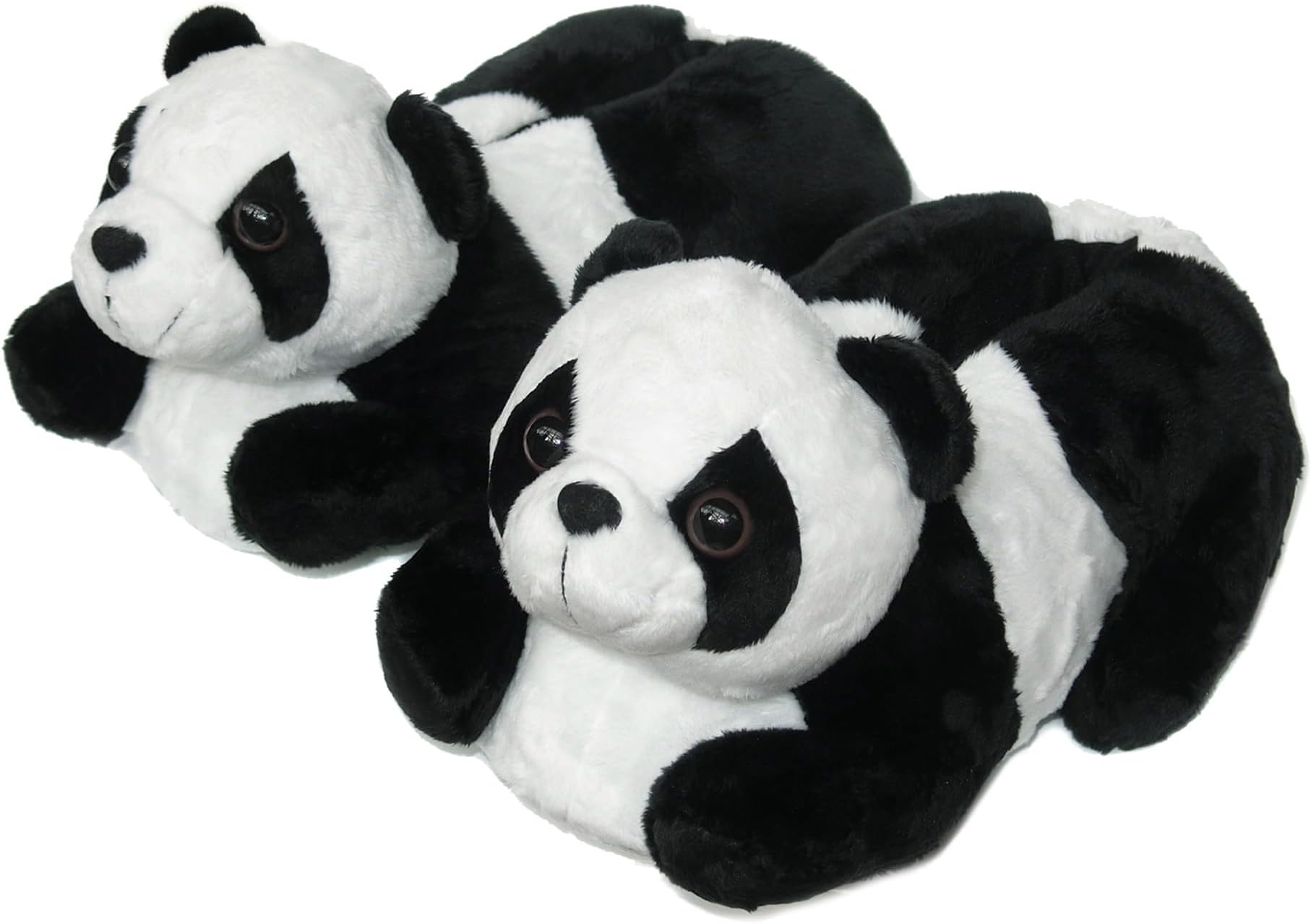 OnmygogoIndoor Fuzzy Winter Animal Panda and Cow Plush Slippers for Adult Women Men Boys Girls Kids