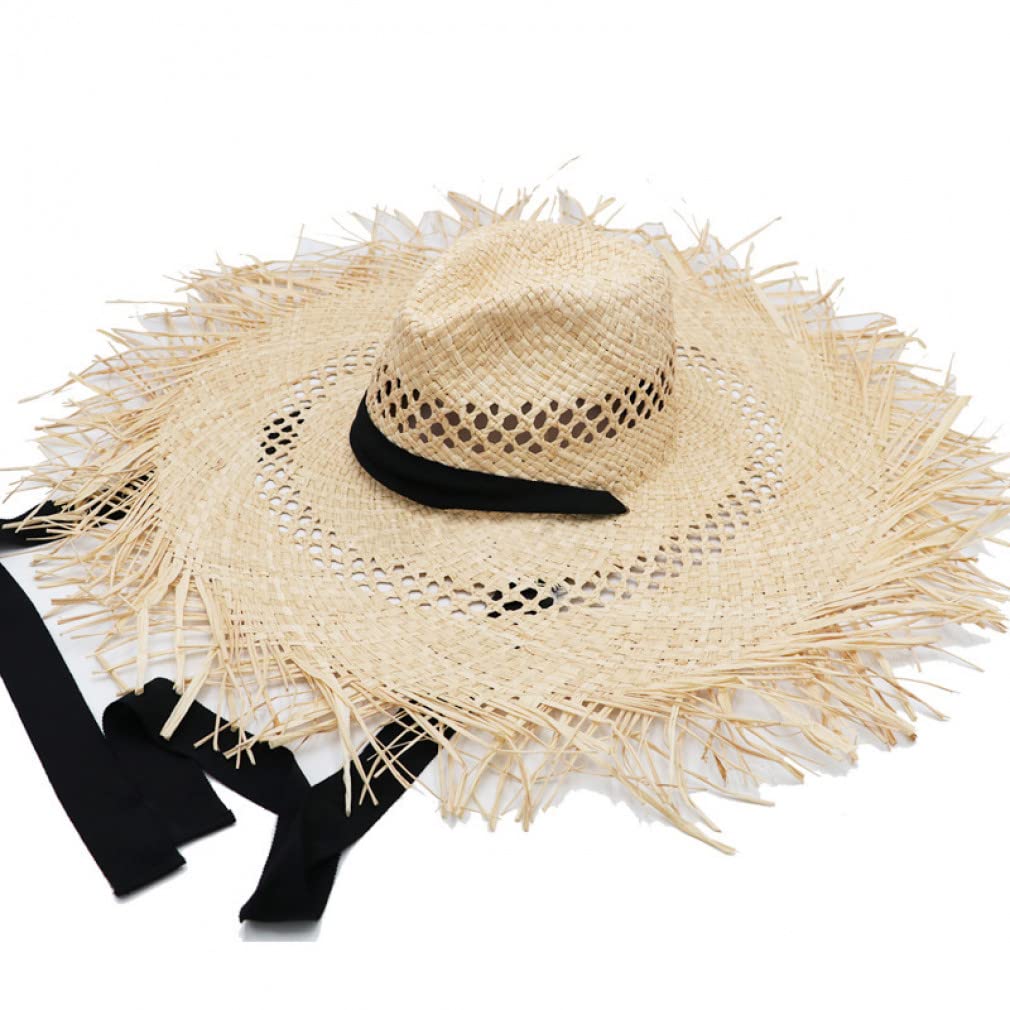 Strandhüte mit breiter Krempe für Frauen, breiter Rand, Sonnenhut, Damen, hohl, atmungsaktiv, Sommer, kühler Strohhut