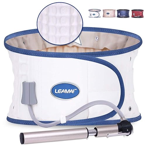 Cinturón de espalda de descompresión para dolor de espalda, soporte lumbar inferior, cuatro colores para hombres y mujeres (Y01L (32"-47") blanco)