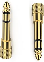DWPVT 2 Pack Audio Adapter Head Gold Plated 6.35mm (1/4 Inch) Male To 3.5mm (1/8 Inch) Female, Audio Stereo TRS Converter Adapters, For Aux Cable, Guitar Amplifier, And Headphone