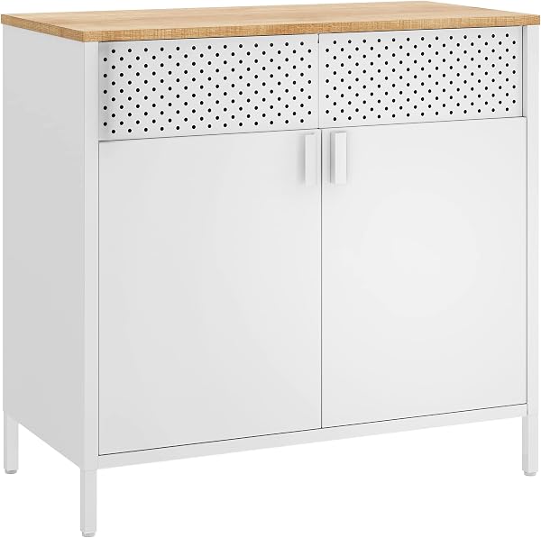SONGMICS Storage Cabinet Metal Double Doors Adjustable Shelf
