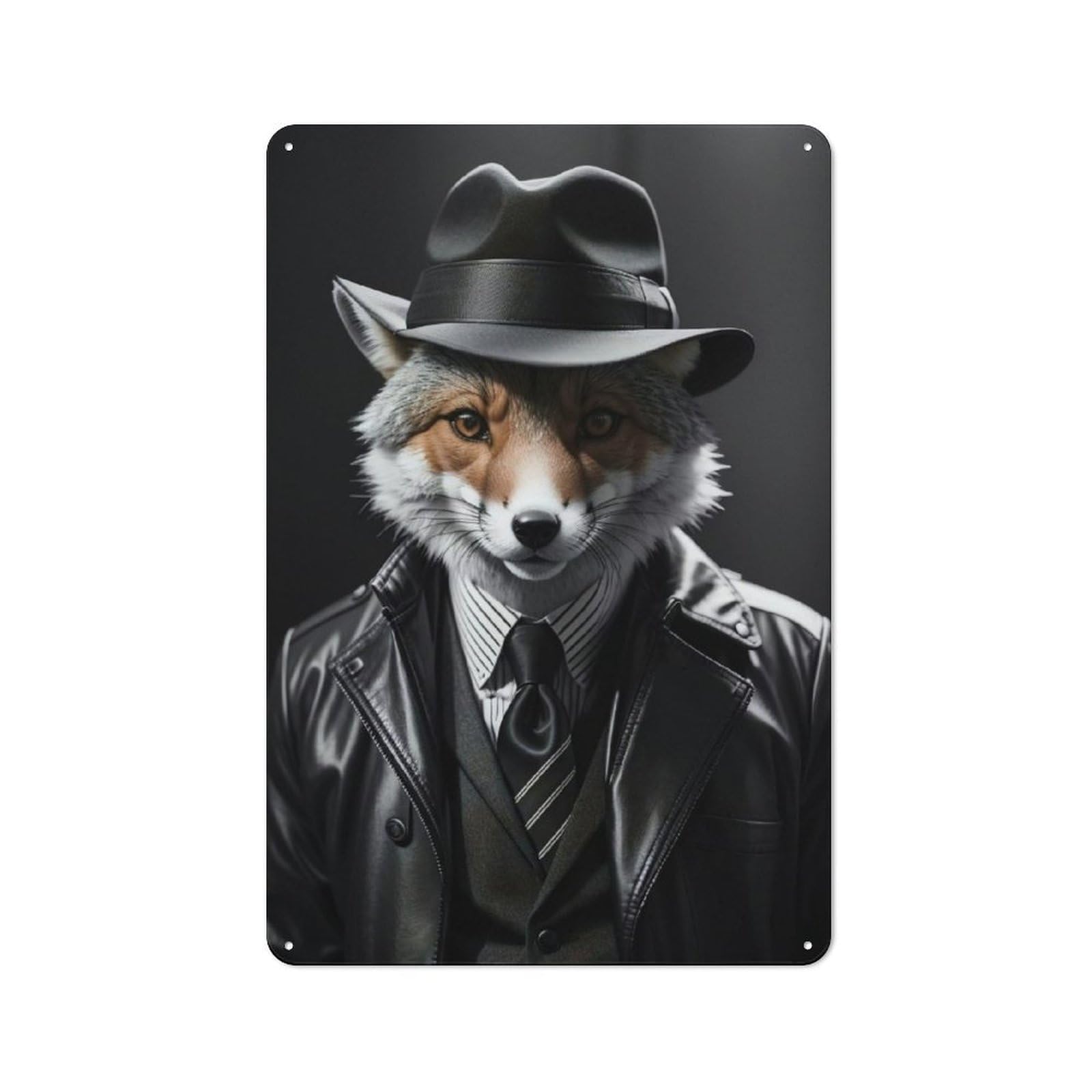 Junmoney Fox Funny Black And White Rustic Metal Plaque 30X20cm For Dining Room Or Kitchen, A Housewarming Gift For Dining Room Decor Fans