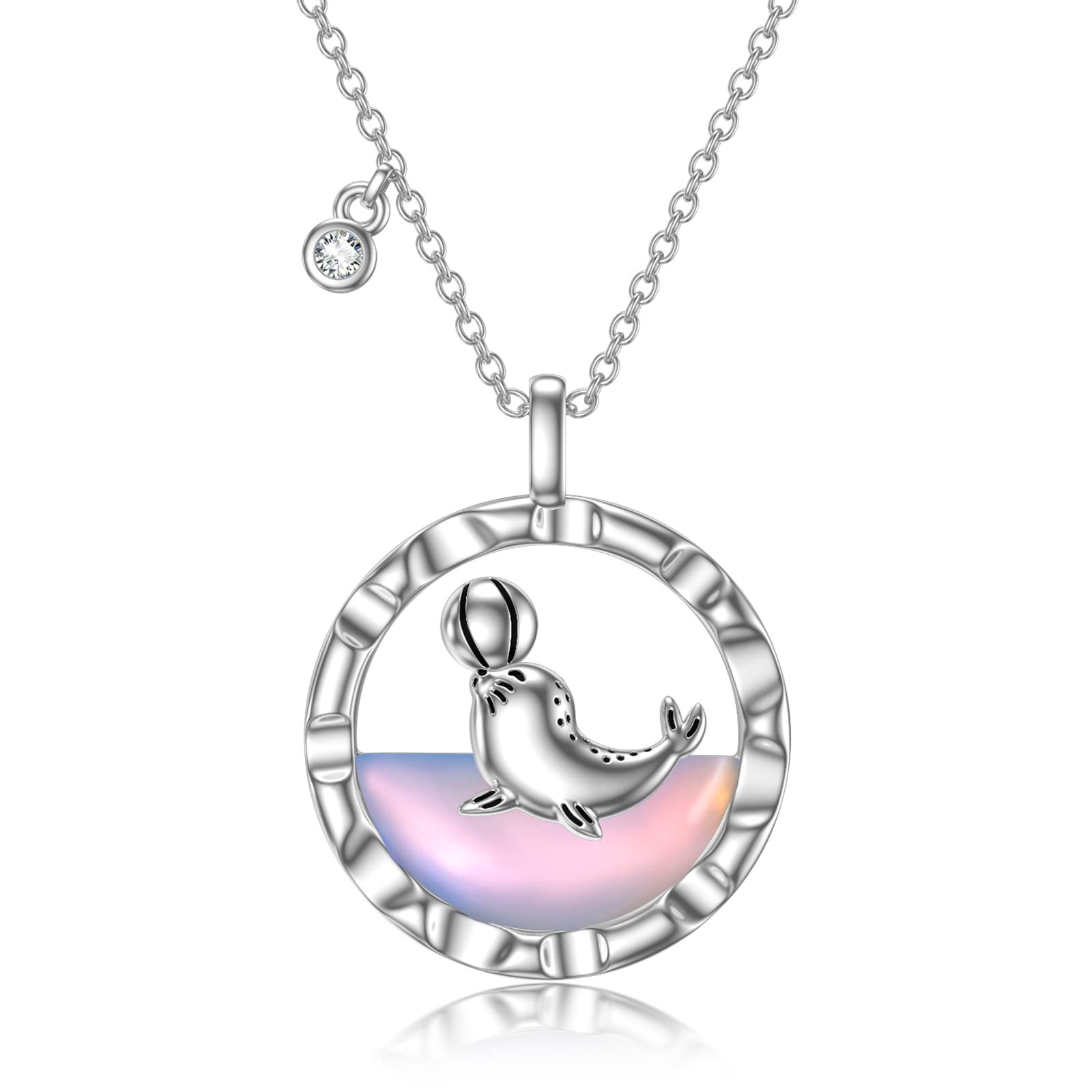VONALA Sigillo di luna collana in argento Sterling 925 da donna, ciondolo in argento per donne, gioielli pensa ipoallergenico, con sigillo di pallina da gioco, regalo per ragazze adolescenti, regalo