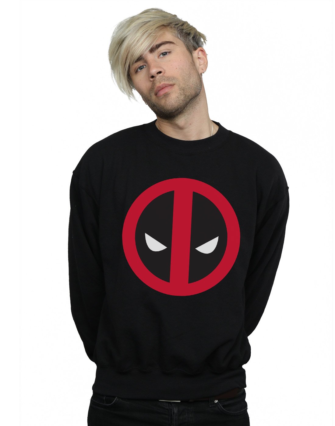 Marvel Men's Deadpool Large Clean Logo Sweatshirt Black Large