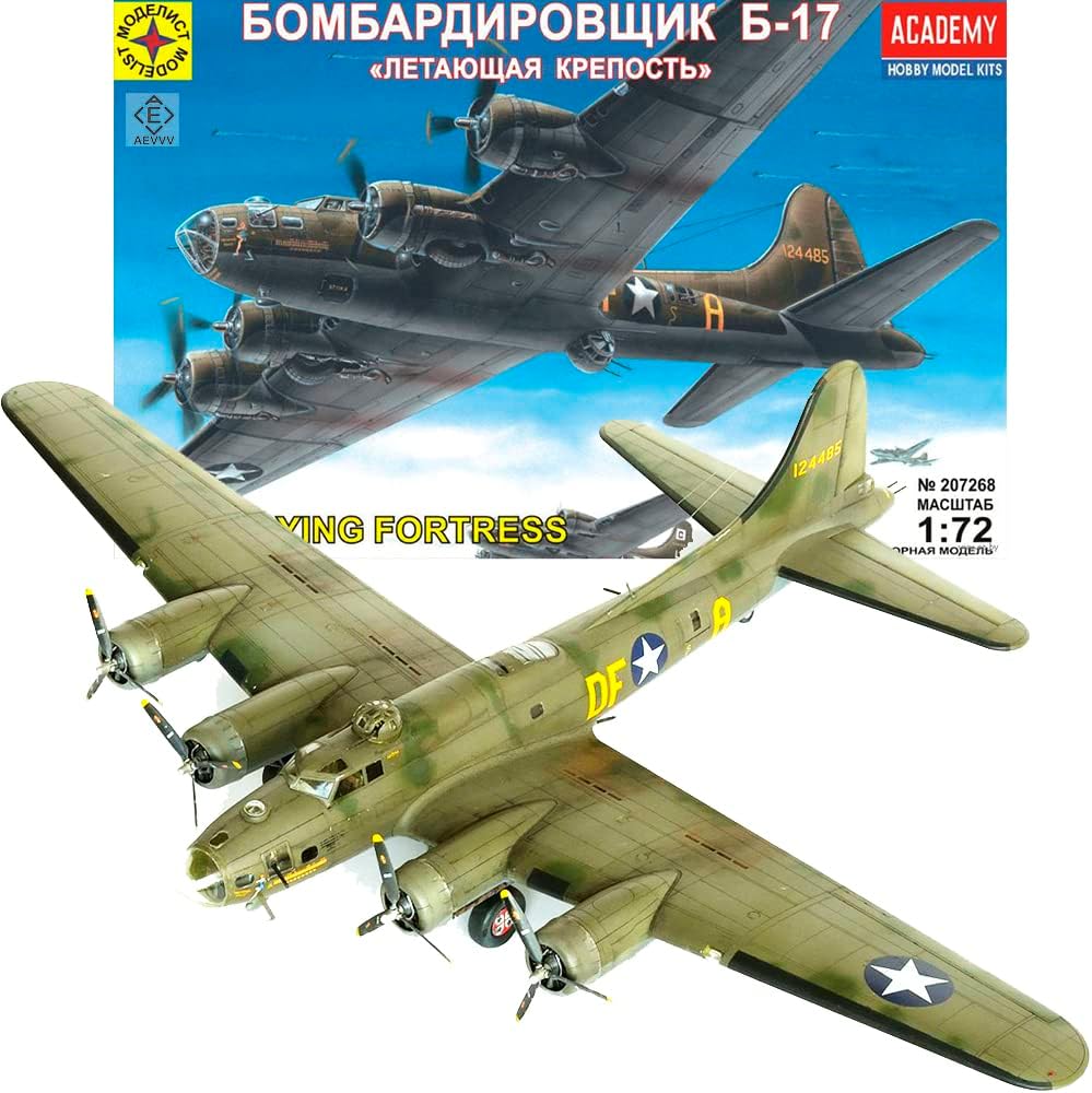 AEVVV B17 Model Airplane Kit 1/72 Scale - Heavy Bomber B 17 Flying Fortress American WWII Aircraft - Russian Military Model Kits Airplane Assembly Instructions in Russian Language
