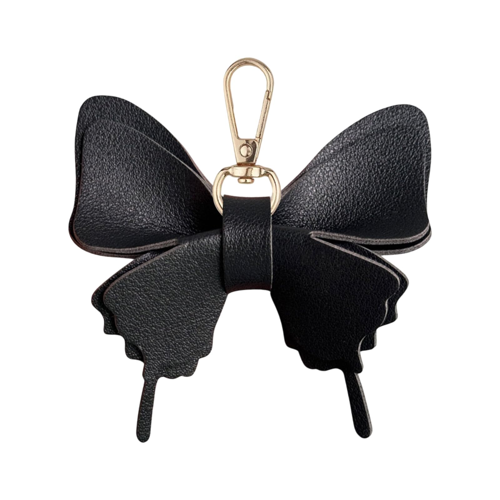 Vdaxvme Elegant PU Leather Butterfly Key Ring Bag Pendant Fashionable Purse Accessory Lightweight for Women Butterfly Keyring, black