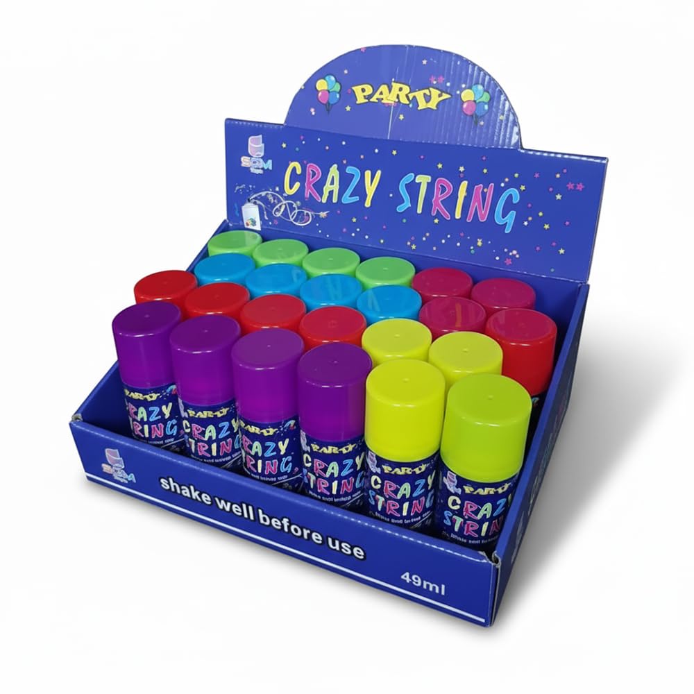 SGM Crazy String Silly String Spray for kids, Children's Birthday Parties Celecbration Occassions Fun Celebration Crazy Streamer Mixed Colours CT0380 (12)