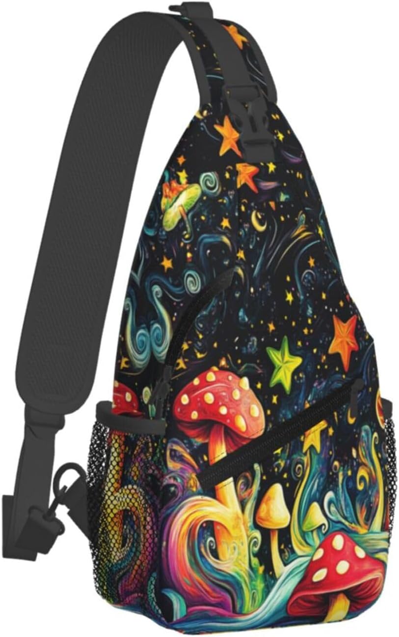 Crossbody Bag Psychedelic Mushroom Stars Sling Bag Backpack Chest Bags Shoulder Bag for Women Men - Image 2